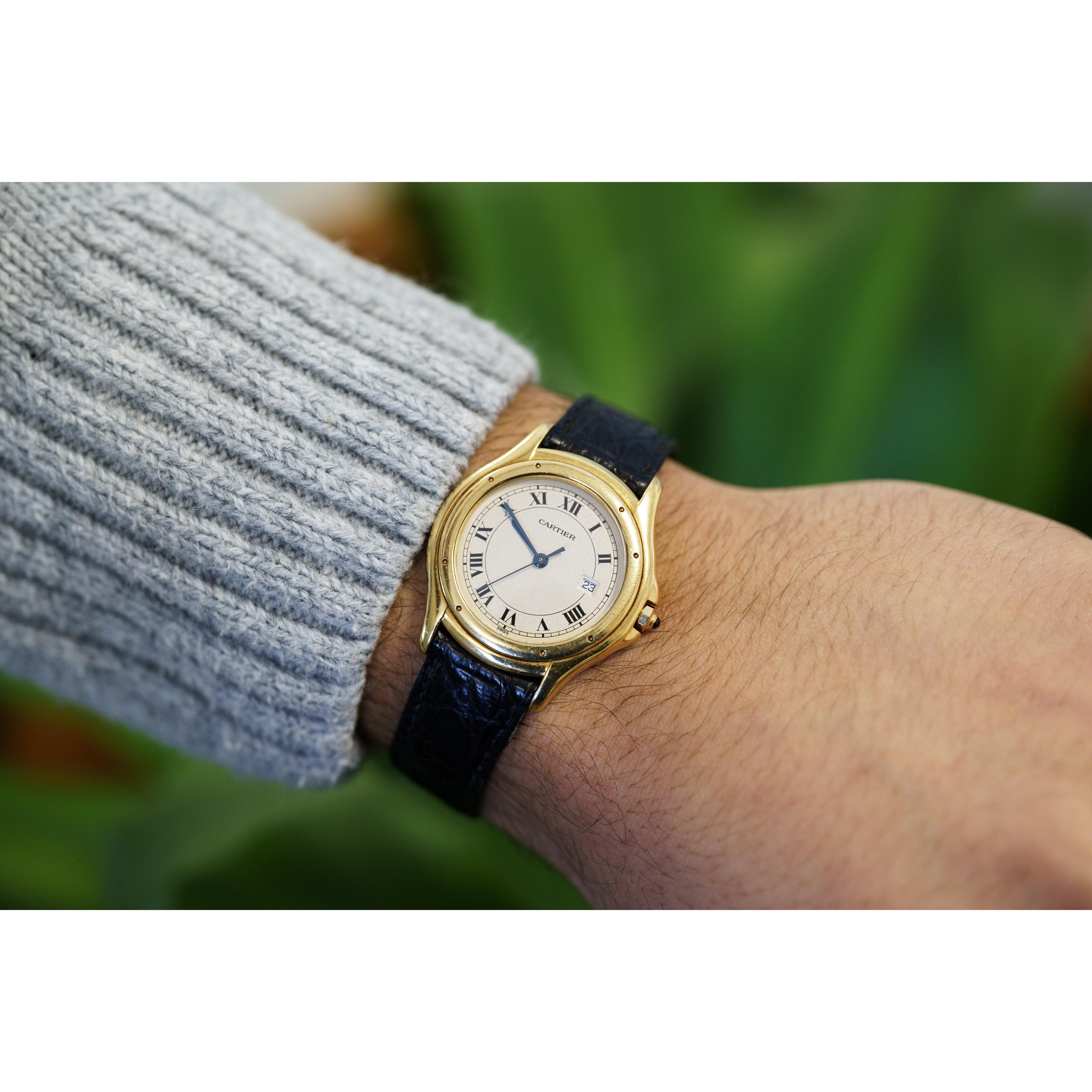 Vintage Cartier Cougar 116000R Watch 33mm in 18K Gold and Leather - Image 8