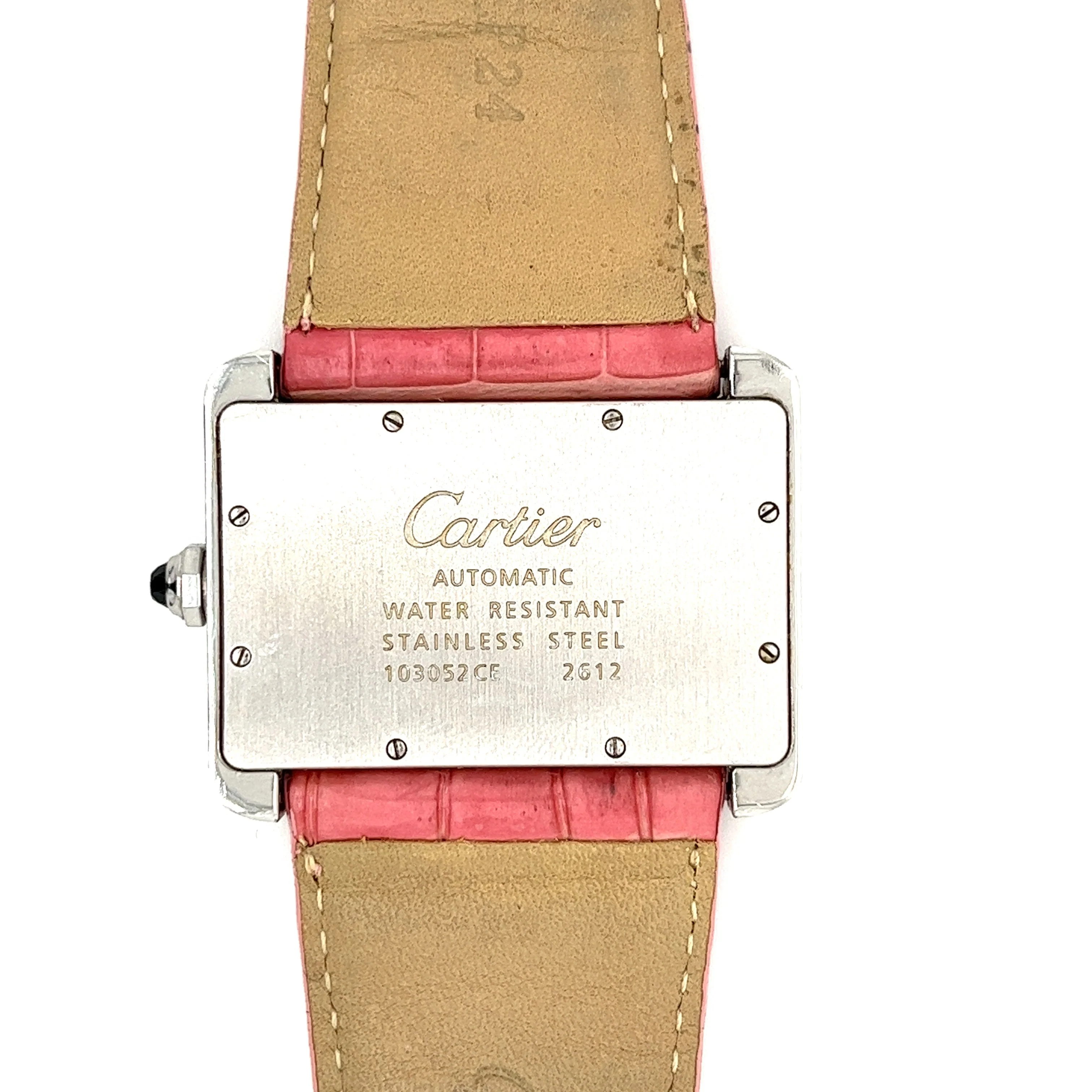 Vintage Cartier Divan 2612 Ladies Wrist Watch W/ Pink Leather Strap - Image 2