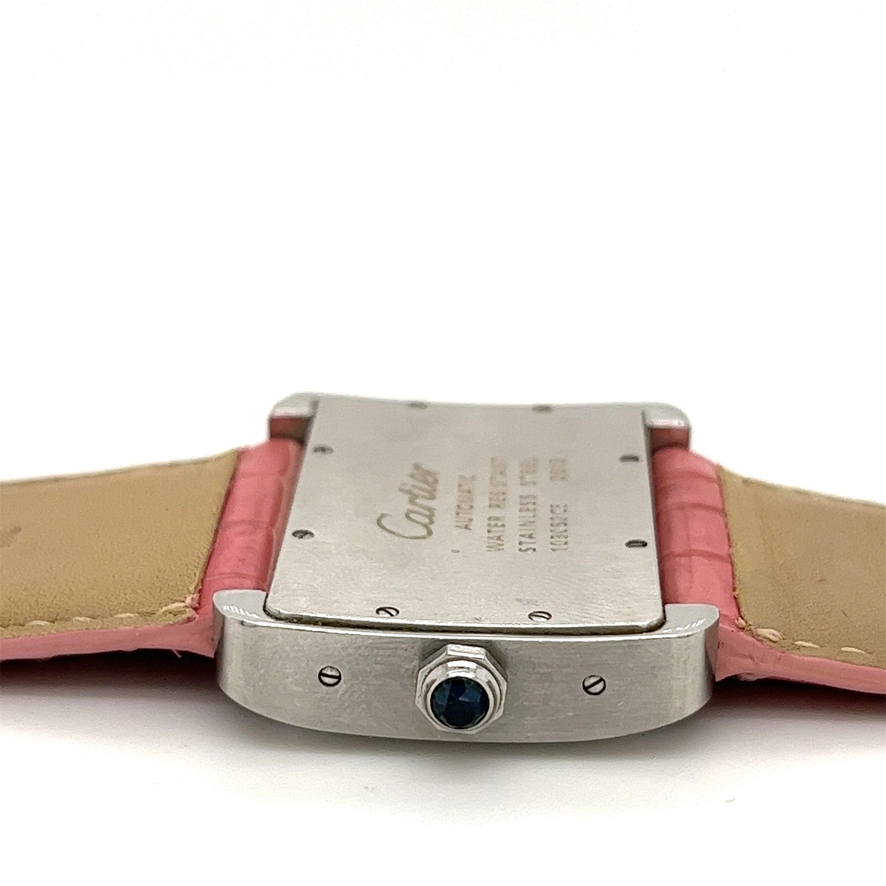 Vintage Cartier Divan 2612 Ladies Wrist Watch W/ Pink Leather Strap - Image 4