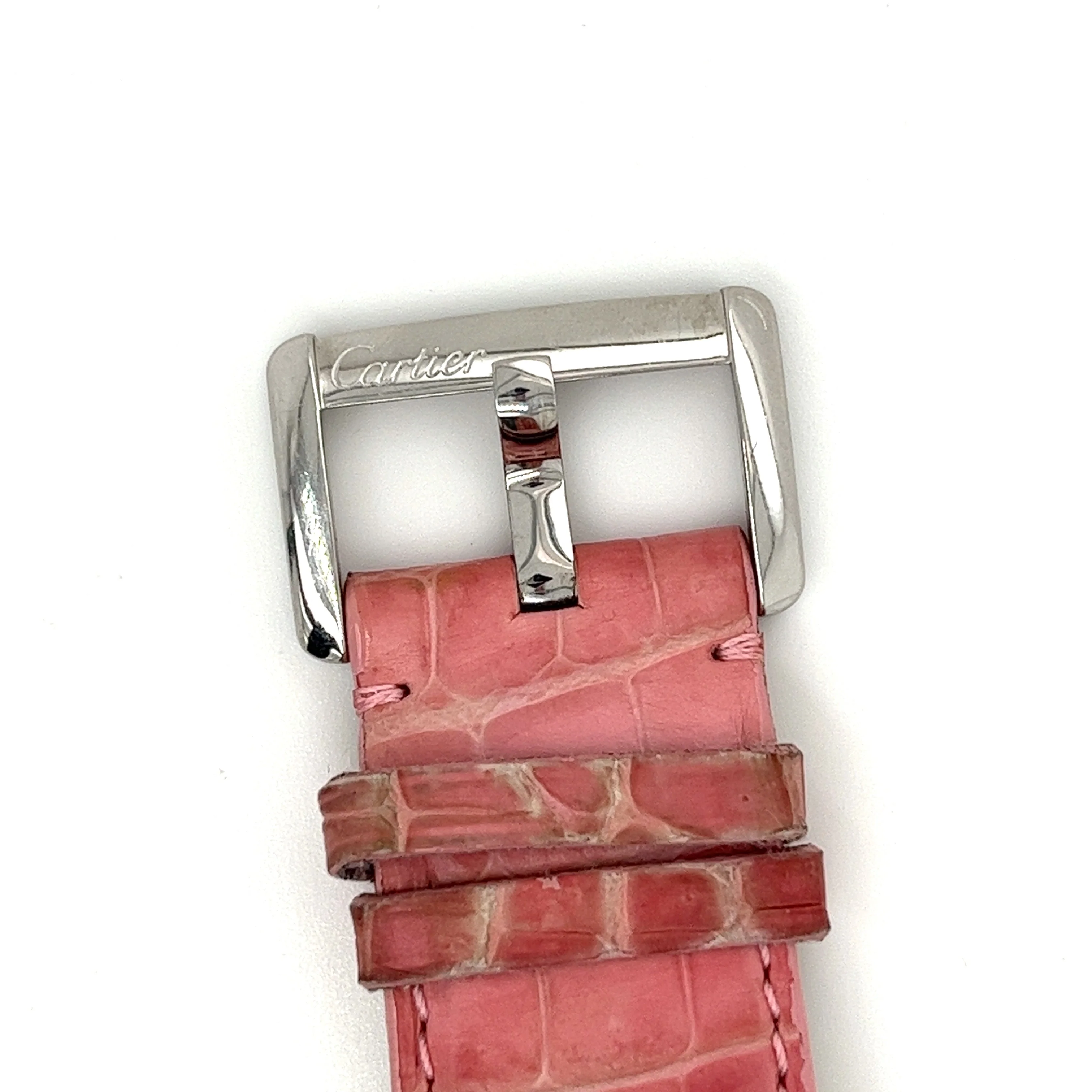 Vintage Cartier Divan 2612 Ladies Wrist Watch W/ Pink Leather Strap - Image 5