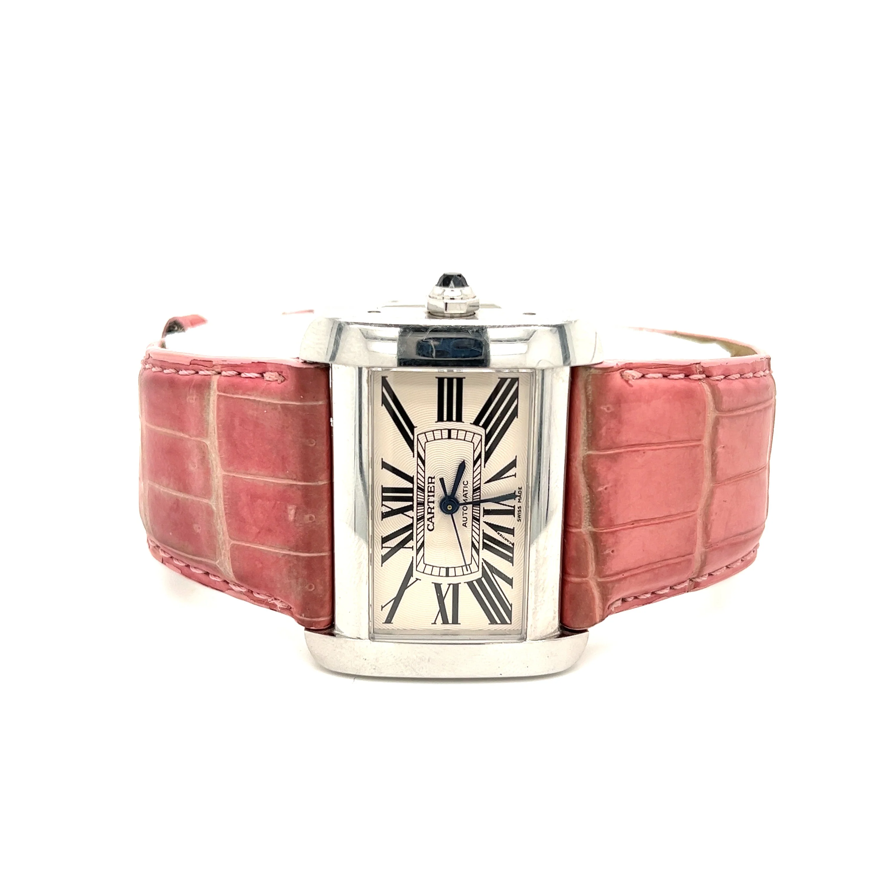 Vintage Cartier Divan 2612 Ladies Wrist Watch W/ Pink Leather Strap - Image 6
