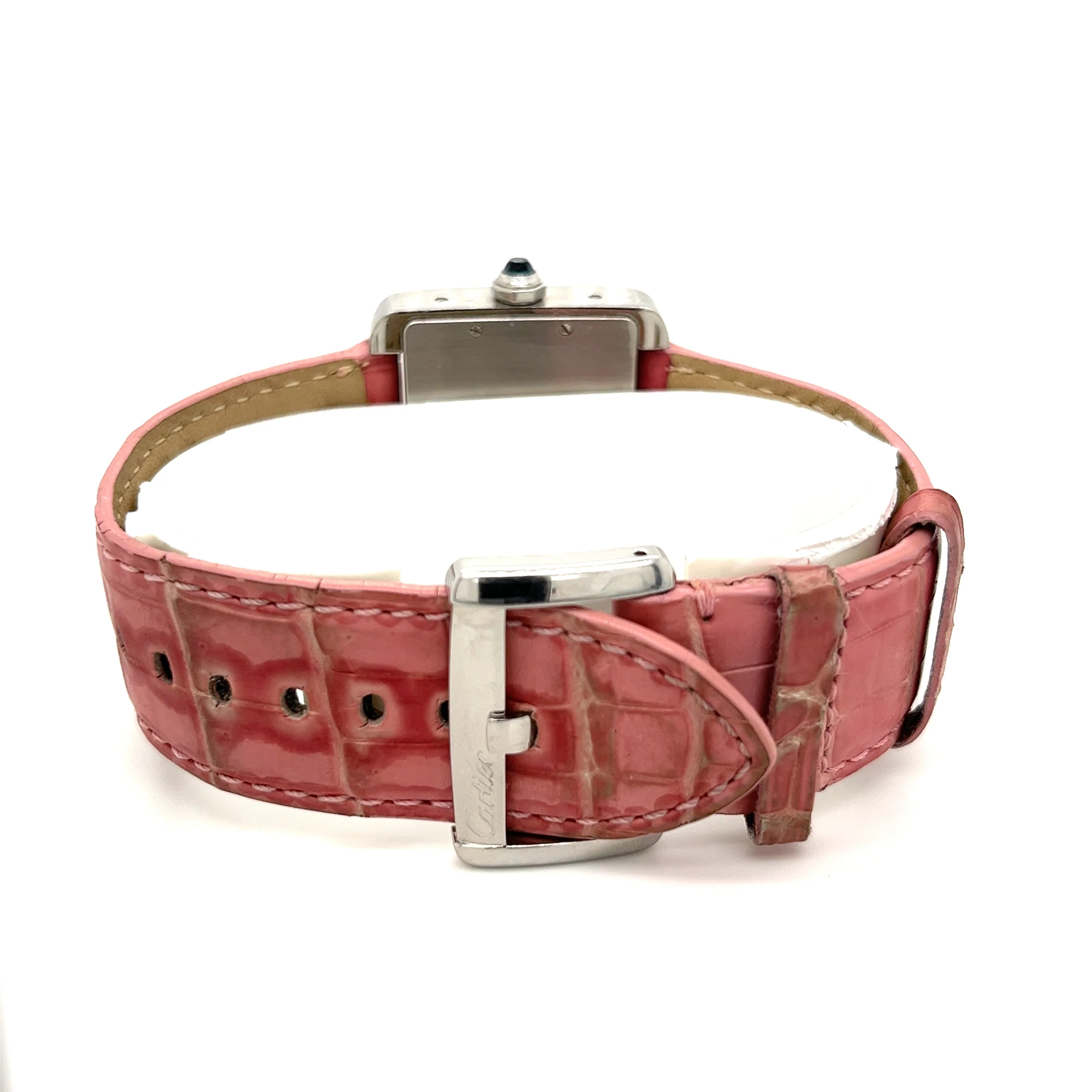 Vintage Cartier Divan 2612 Ladies Wrist Watch W/ Pink Leather Strap - Image 7