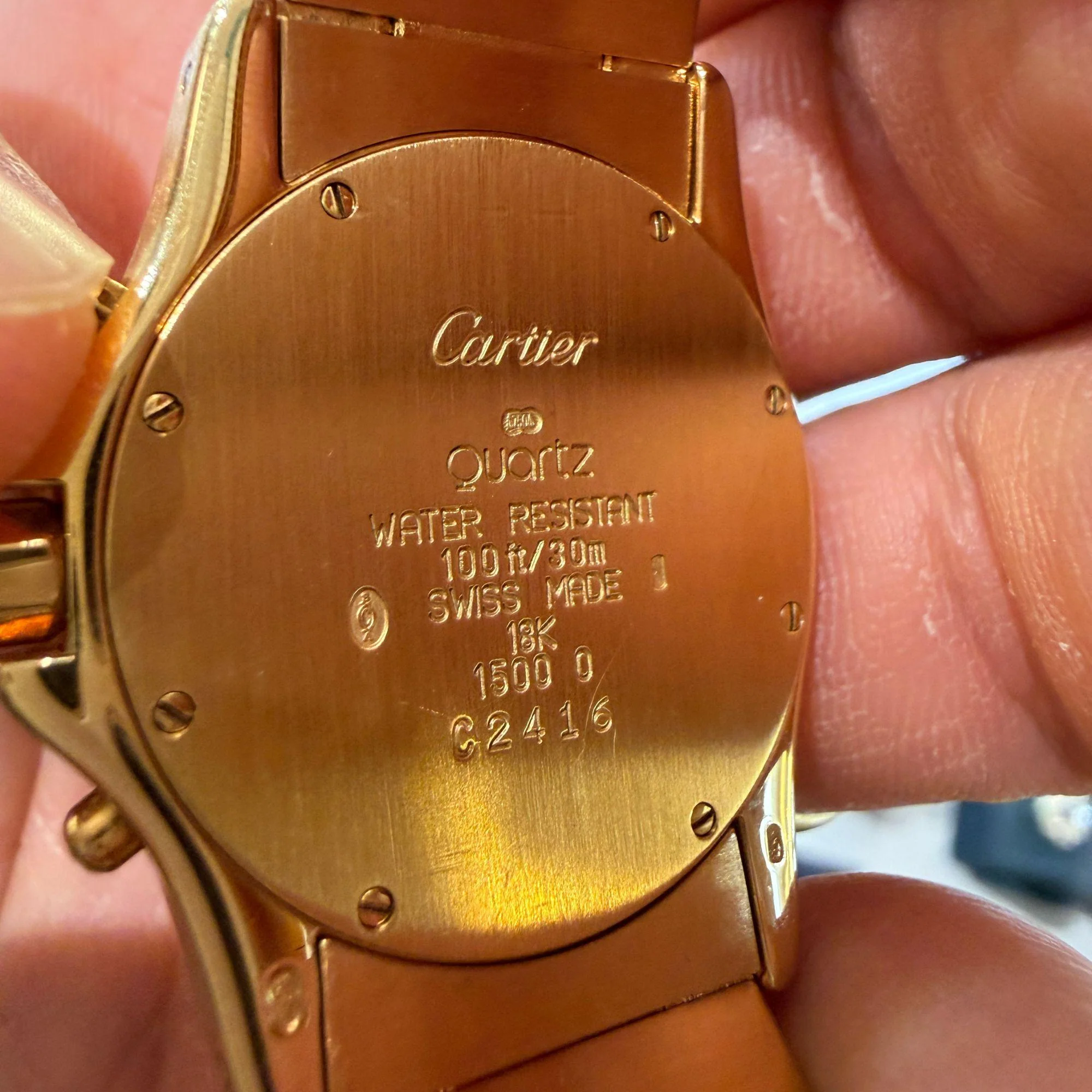 Vintage Cartier Ronde Blue Chronograph 18K Gold 30mm Watch - Image 10