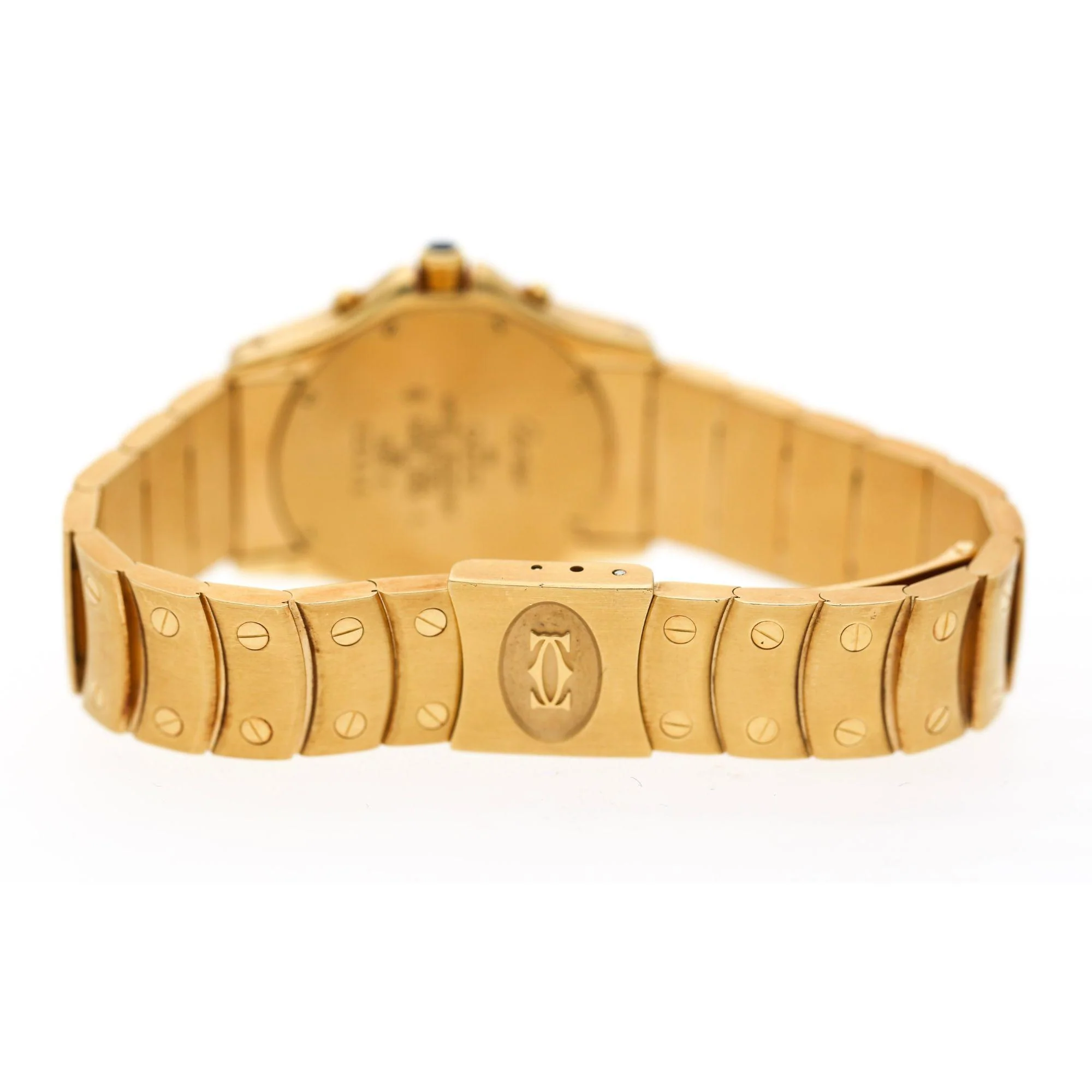 Vintage Cartier Ronde Blue Chronograph 18K Gold 30mm Watch - Image 5