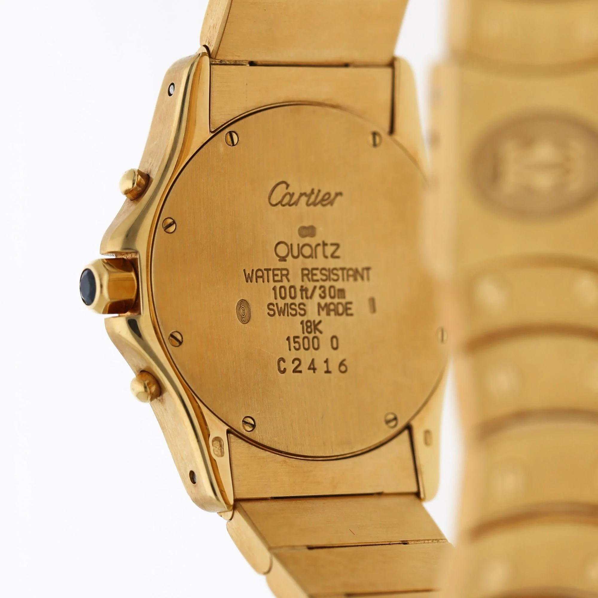 Vintage Cartier Ronde Blue Chronograph 18K Gold 30mm Watch - Image 7