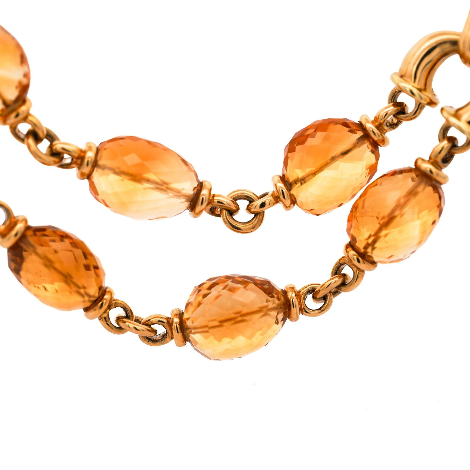 Vintage Citrine Bead 18K Gold Two Strand Necklace - Image 4