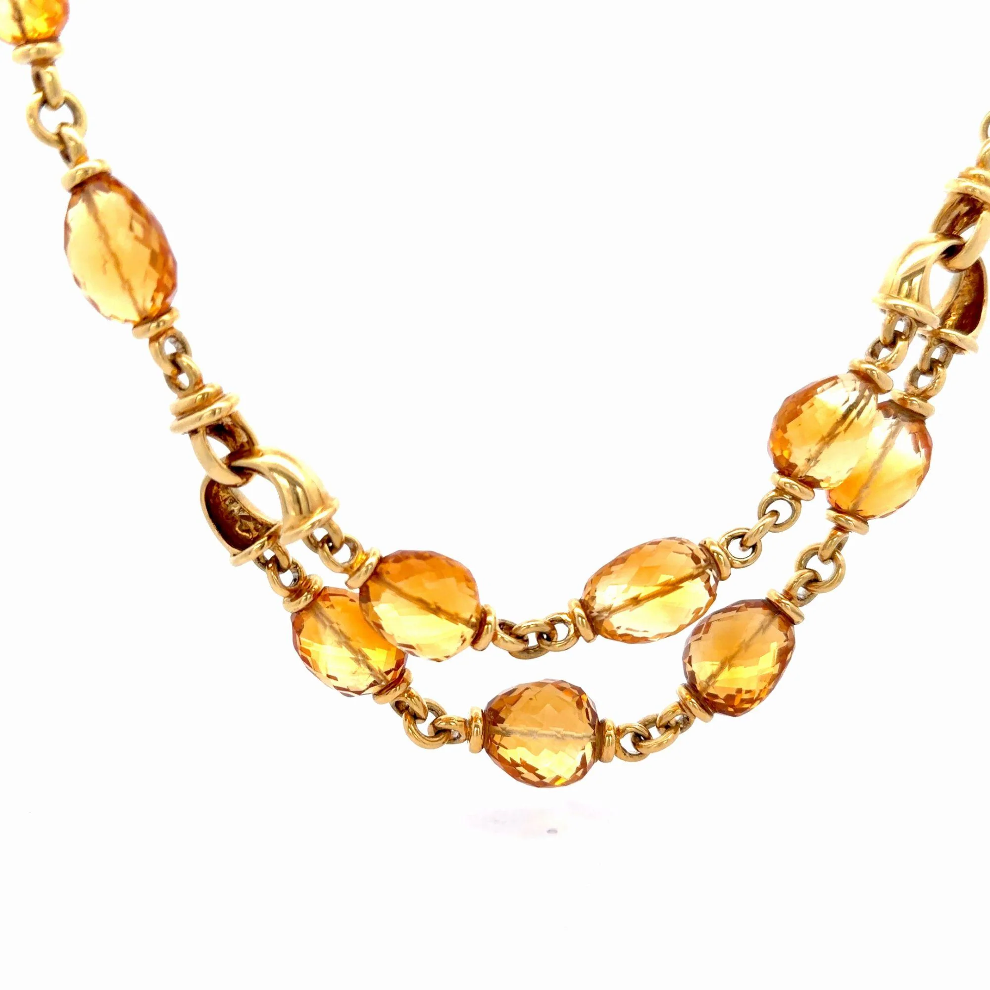 Vintage Citrine Bead 18K Gold Two Strand Necklace - Image 5