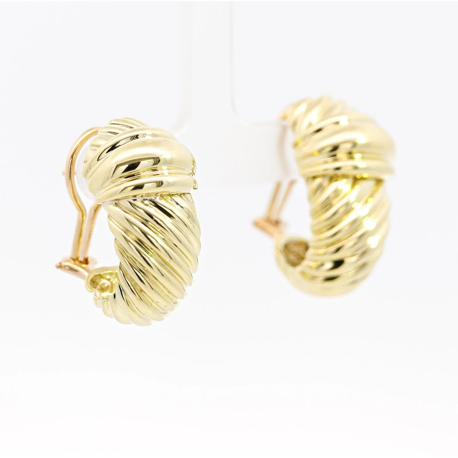 Vintage David Yurman 14K Yellow Gold "Cable Rope" Motif Clip On Earrings - Image 2
