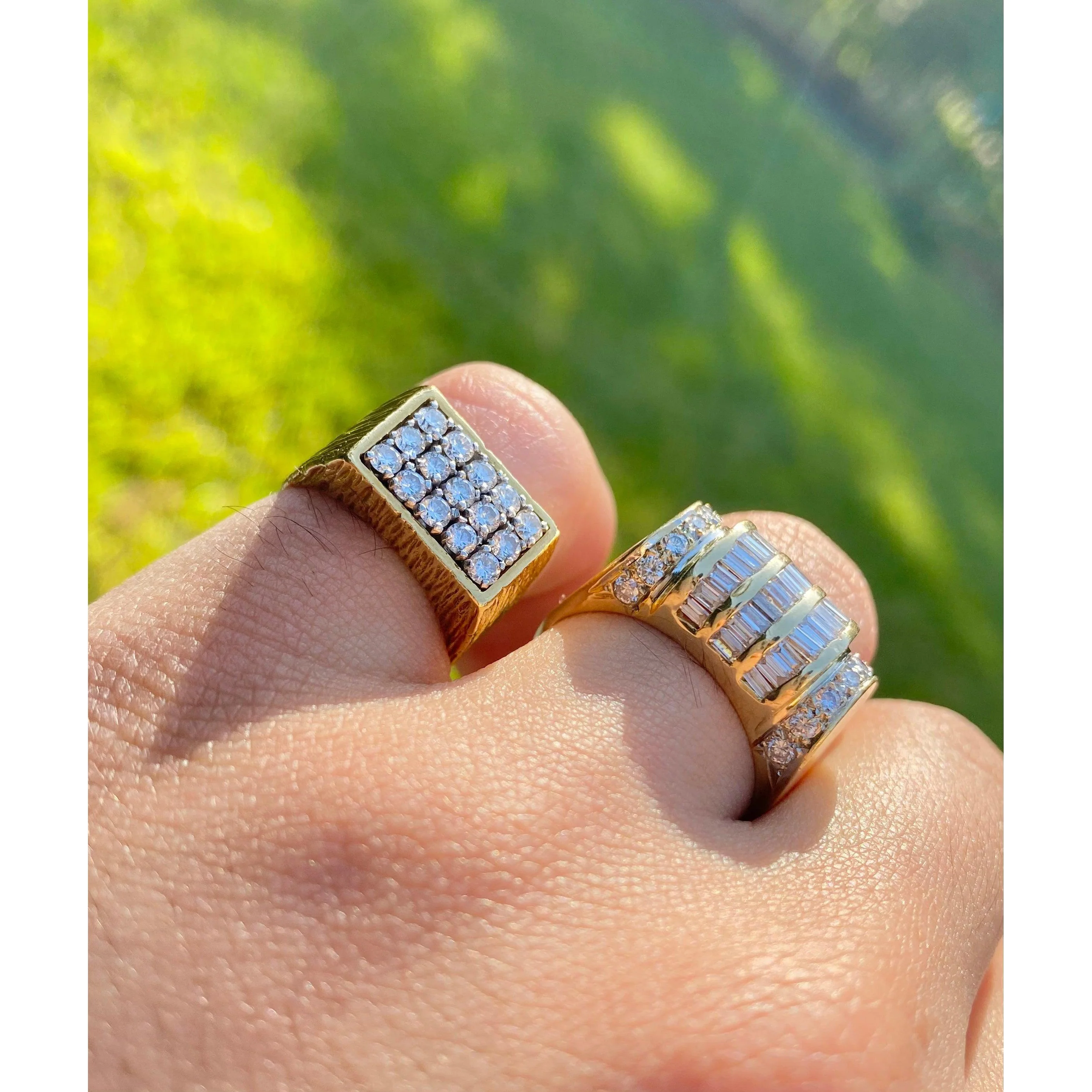 Vintage Diamond Cluster and Gold Mens Pinky Ring - Image 4
