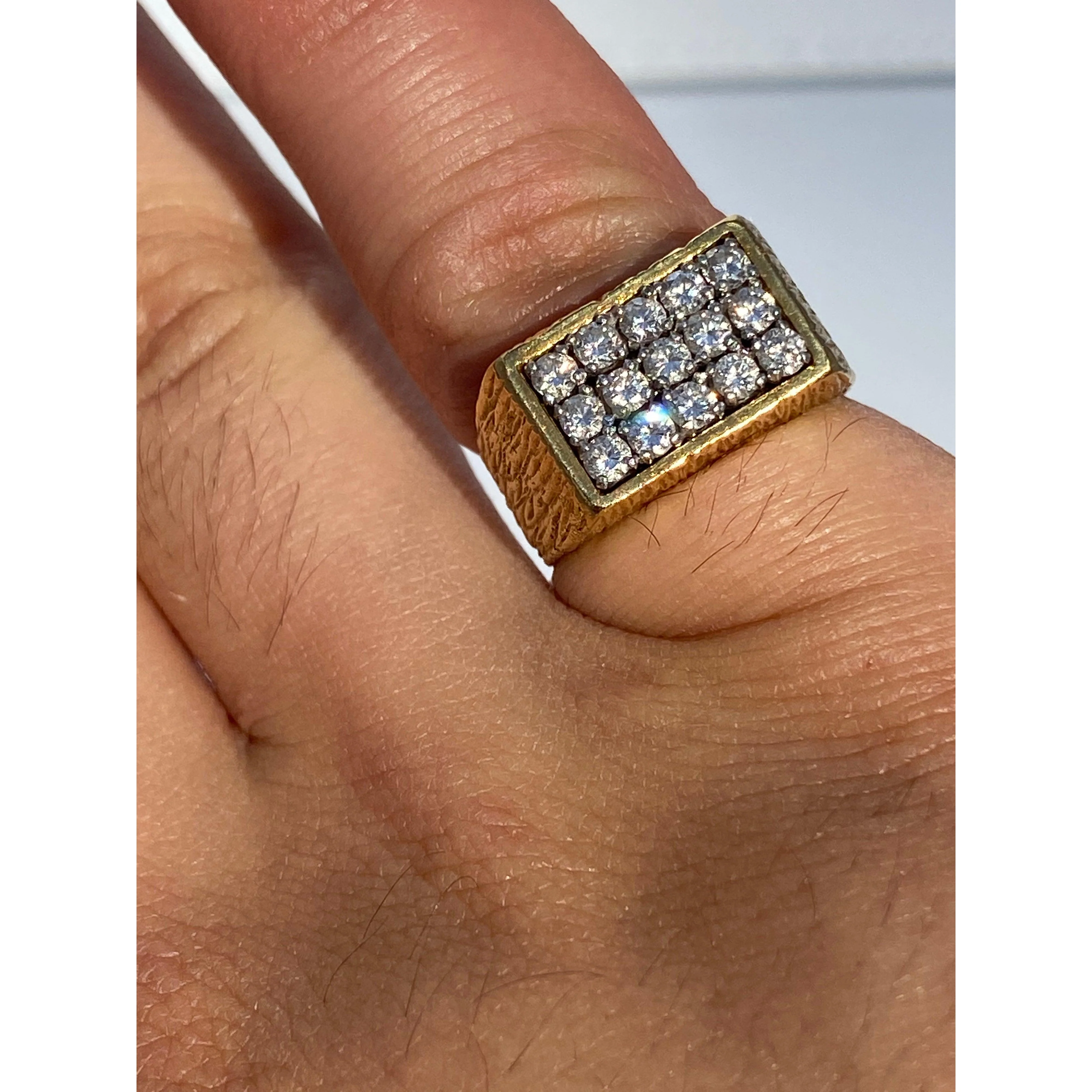 Vintage Diamond Cluster and Gold Mens Pinky Ring - Image 5
