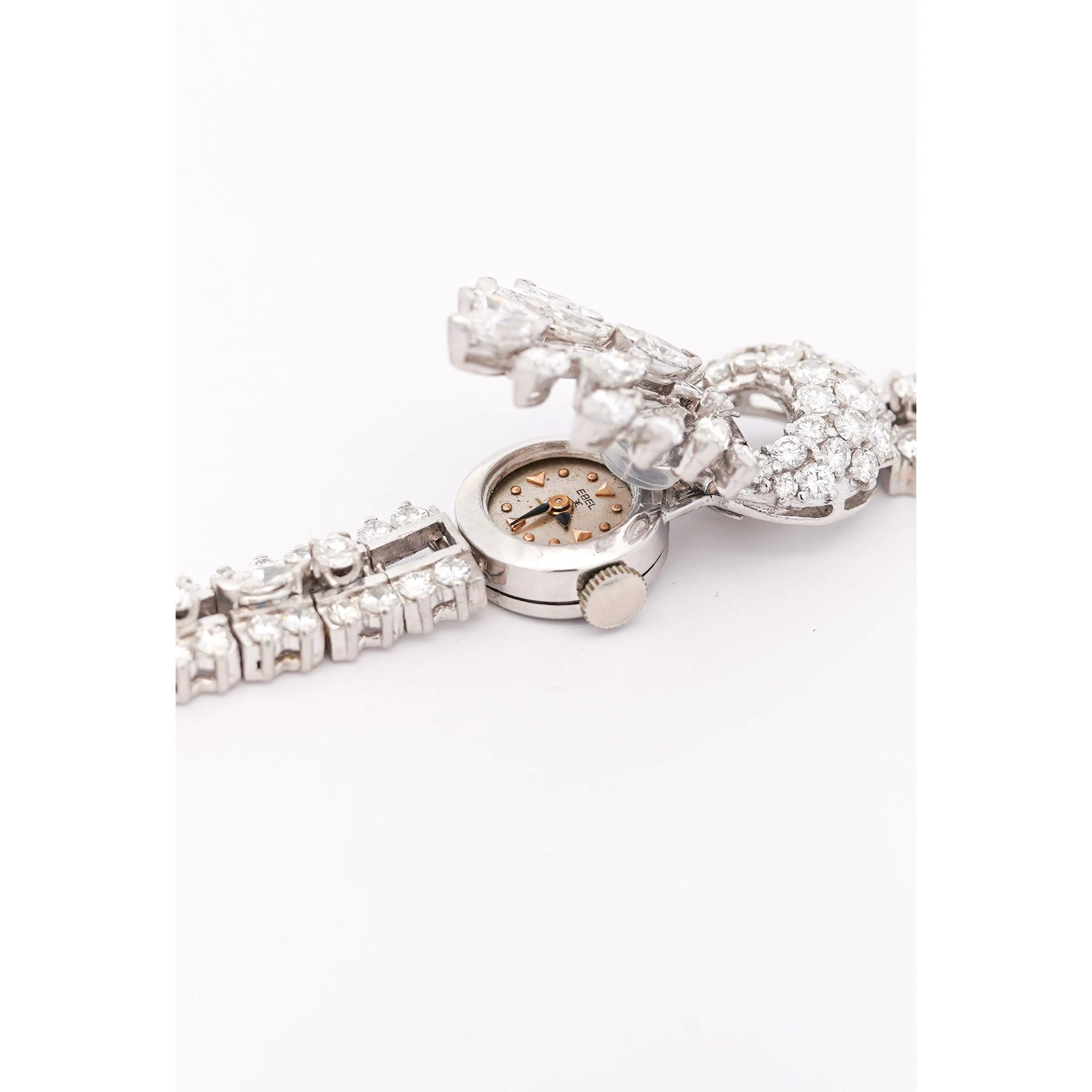 Vintage Ebel 11 Carat Multi-Cut Diamond & Platinum Hidden Secret Watch | Circa 1940 - Image 10
