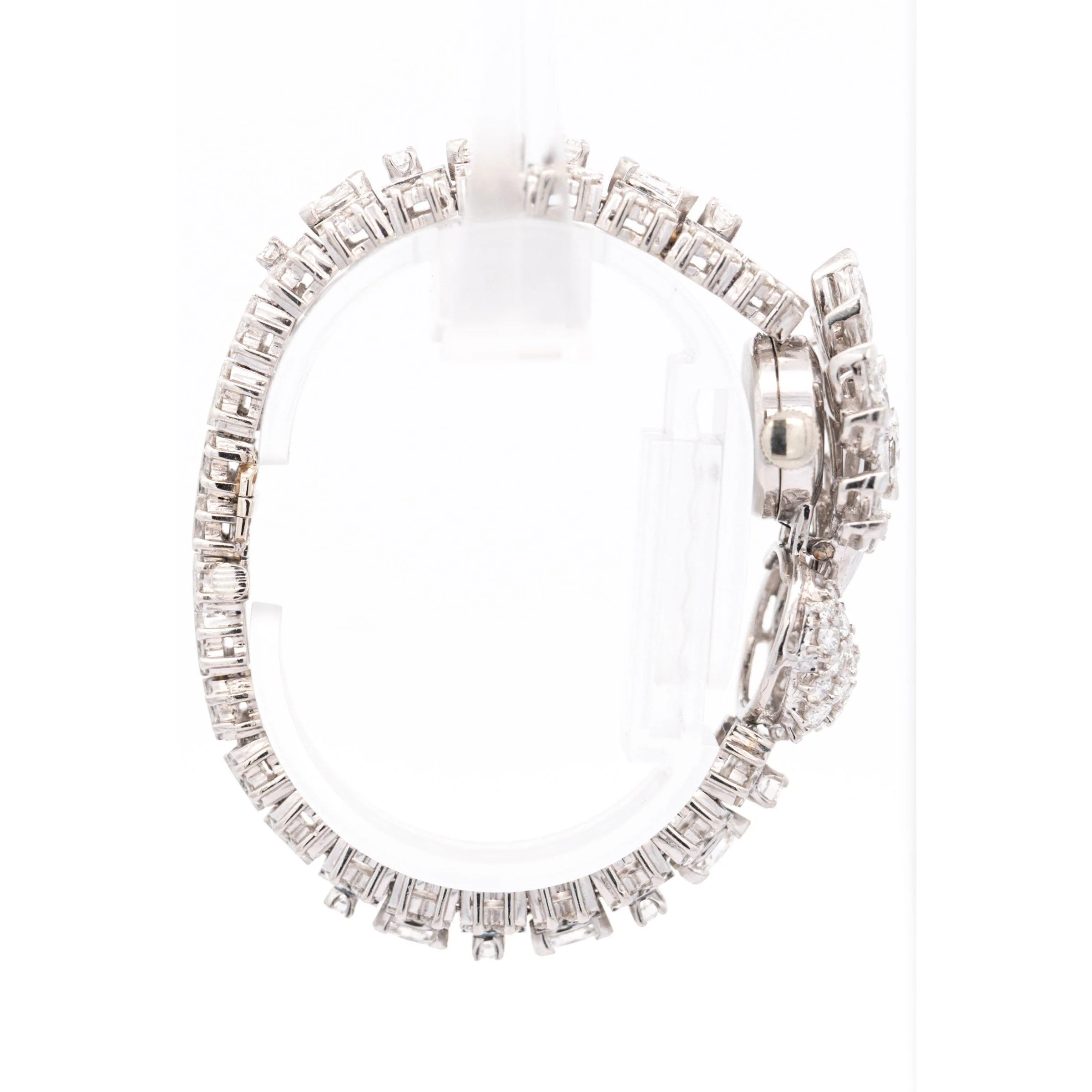 Vintage Ebel 11 Carat Multi-Cut Diamond & Platinum Hidden Secret Watch | Circa 1940 - Image 9