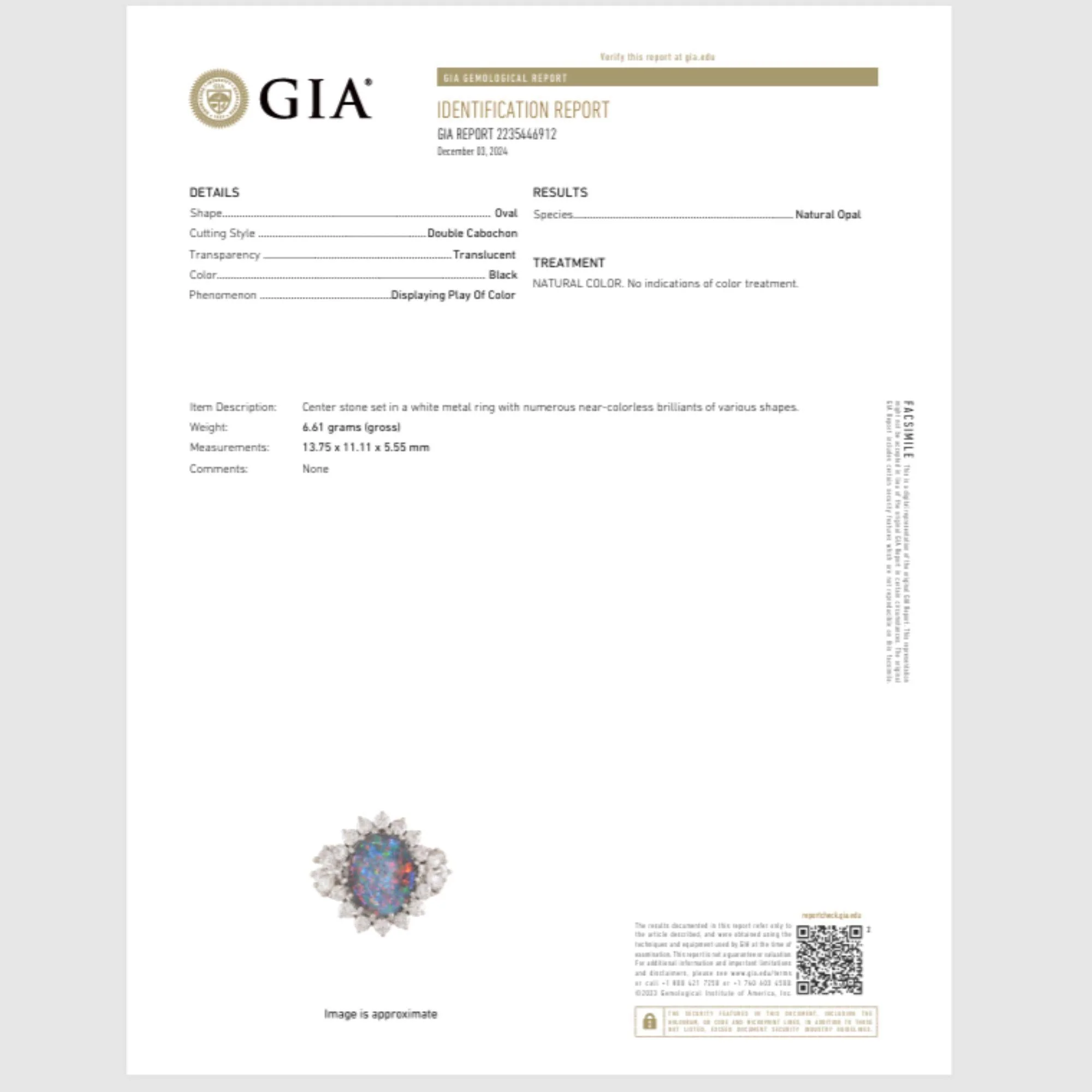 Vintage GIA Certified Black Opal Mixed Cut Diamond Halo 14K Cocktail Ring - Image 10