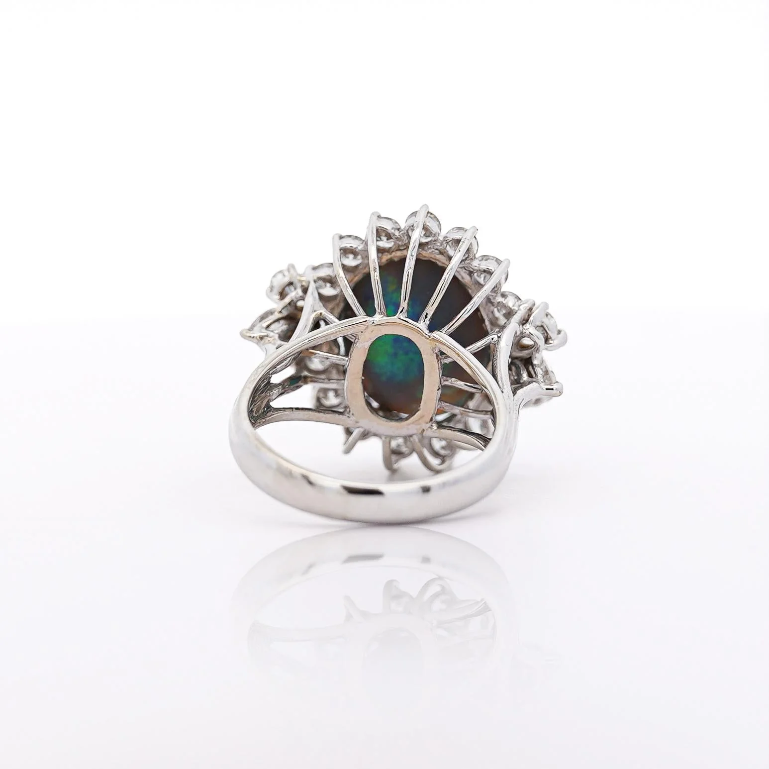Vintage GIA Certified Black Opal Mixed Cut Diamond Halo 14K Cocktail Ring - Image 6
