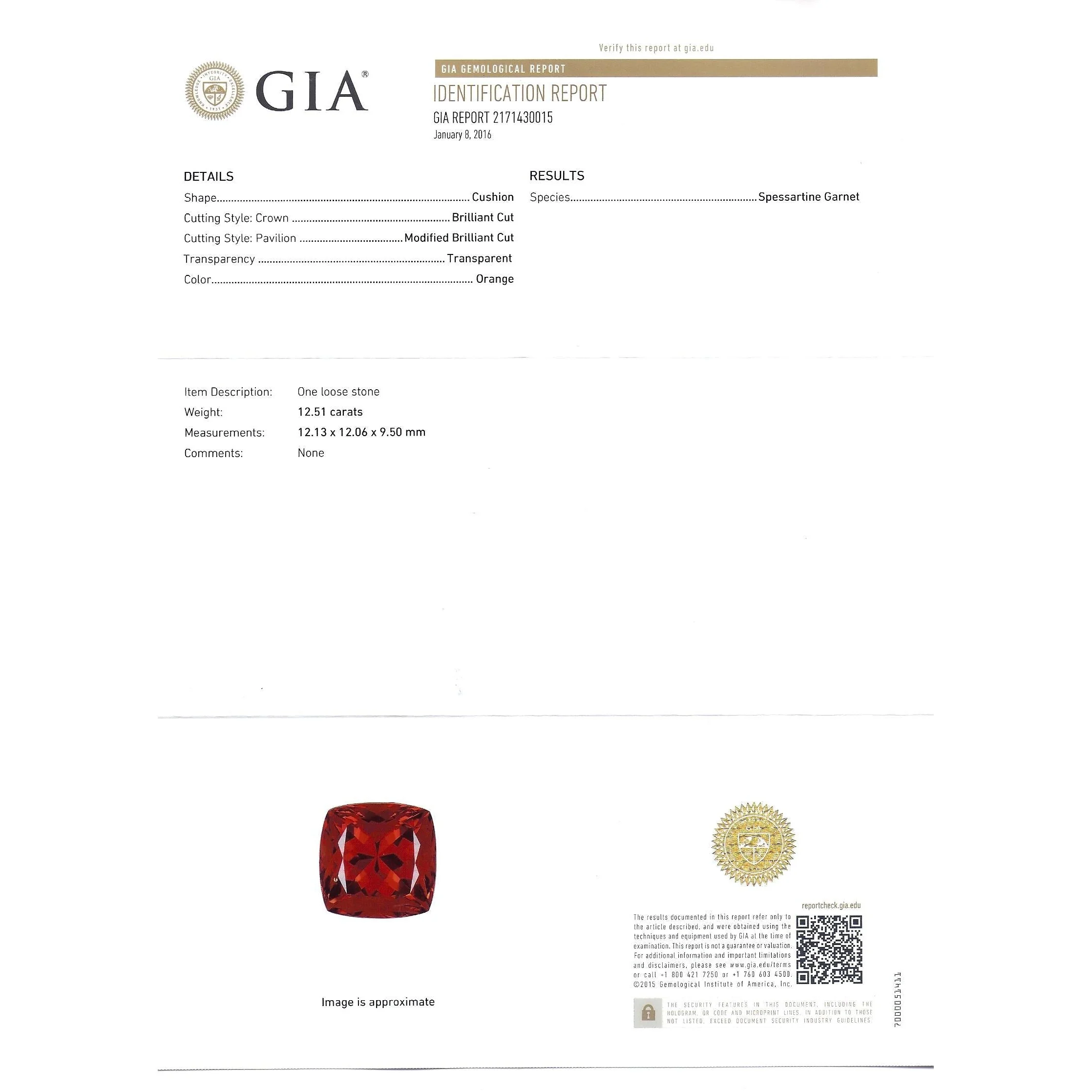 Vintage GIA Certified Orange Spessartine Garnet & Diamond 18K White Gold Ring - Image 9
