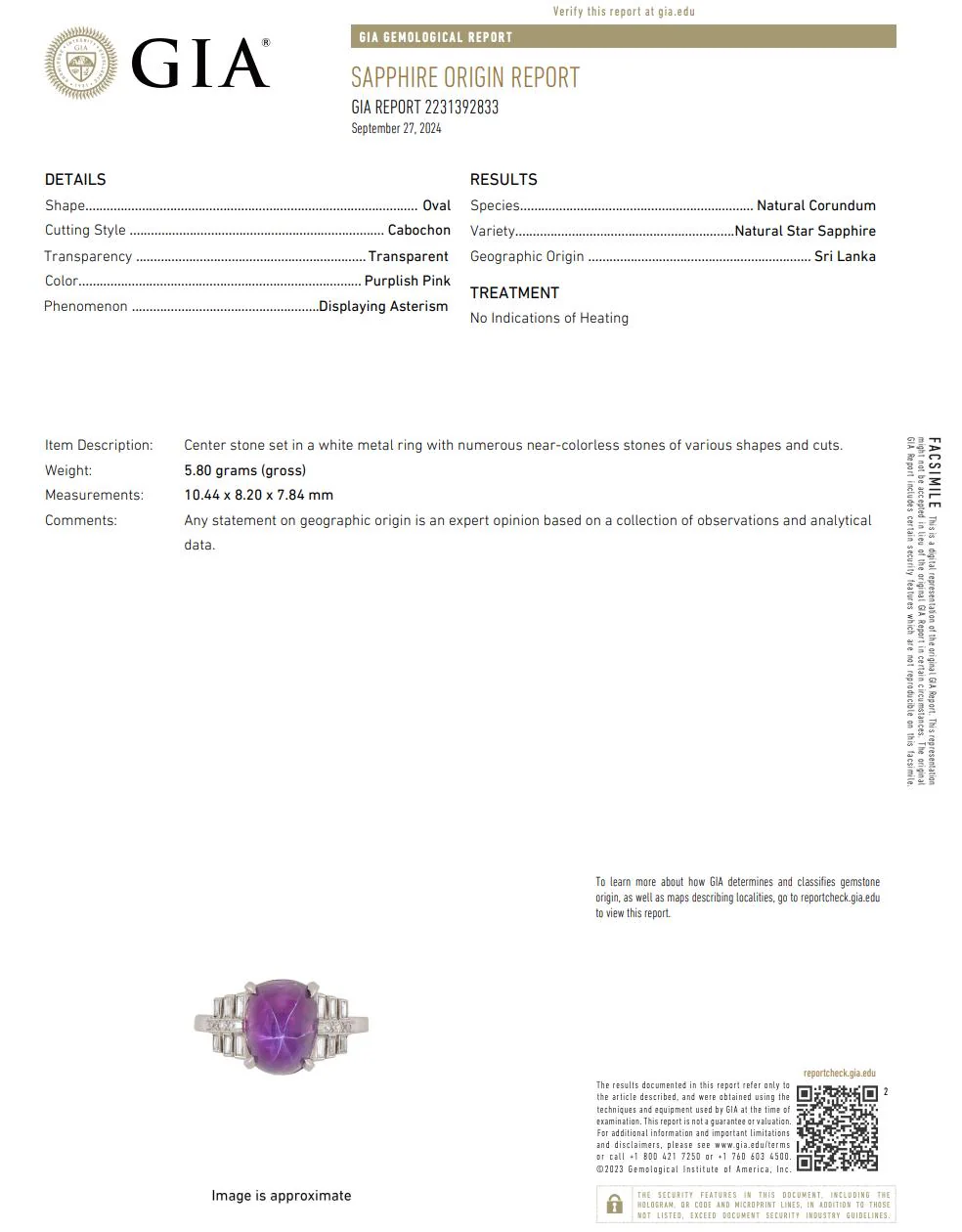 Vintage No Heat 7 Carat Purplish Pink Star Sapphire Platinum Art Deco Ring - Image 11