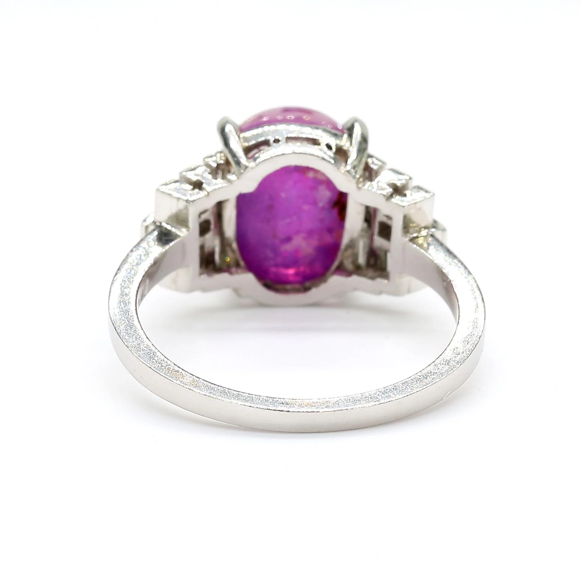 Vintage No Heat 7 Carat Purplish Pink Star Sapphire Platinum Art Deco Ring - Image 4