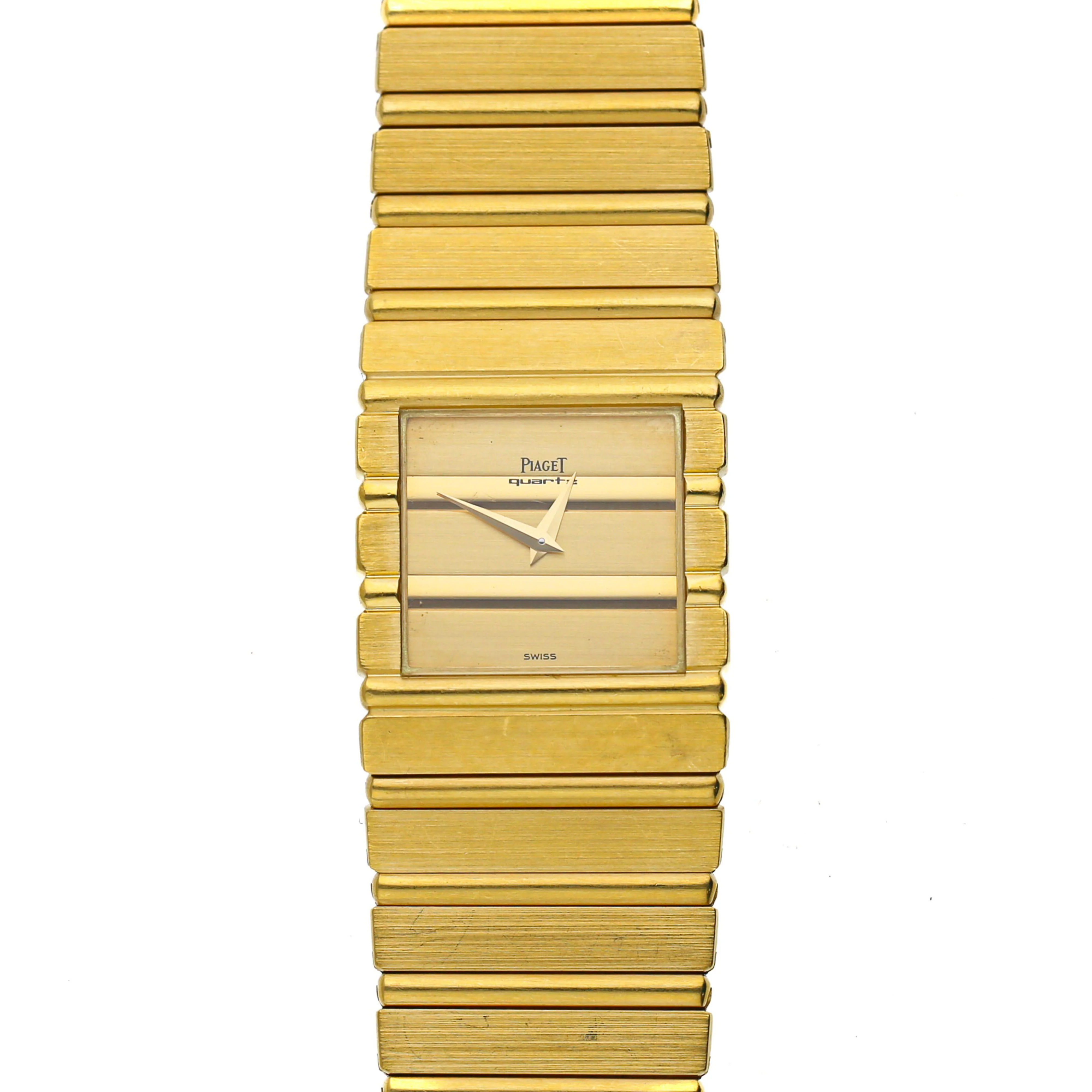 Vintage Piaget Polo 7131 C 701 18K Gold Integral Bracelet Watch - Image 3