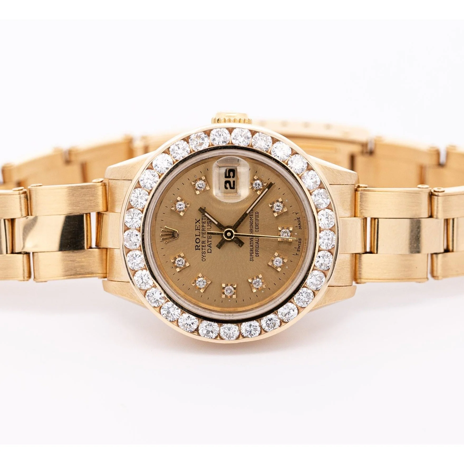Vintage Rolex 18K Gold DateJust 28mm Diamond Bezel & Dial Watch - Image 5