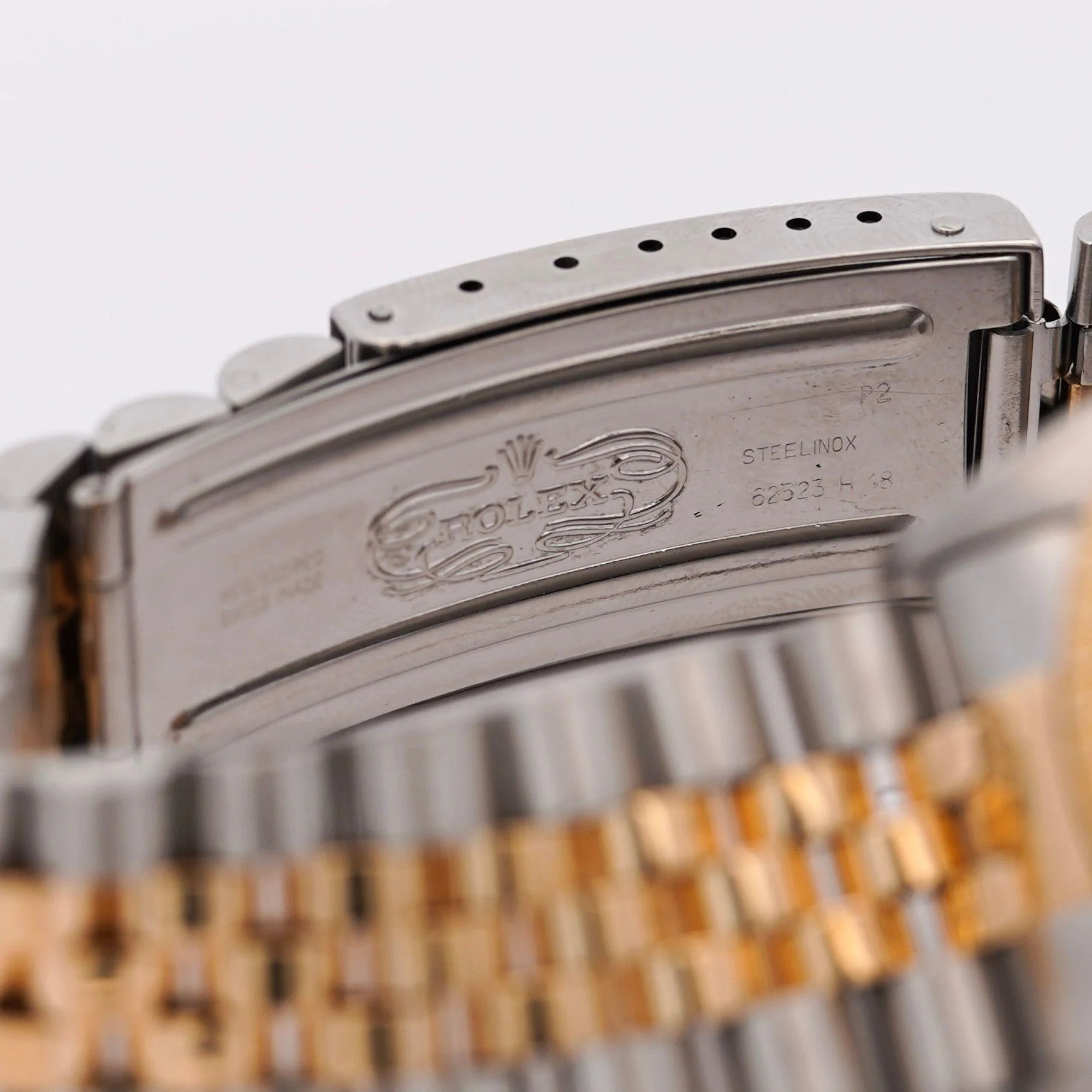 Vintage Rolex Blue Dial Oyster Date 34mm Two Tone Fluted on Jubilee Watch - Image 6