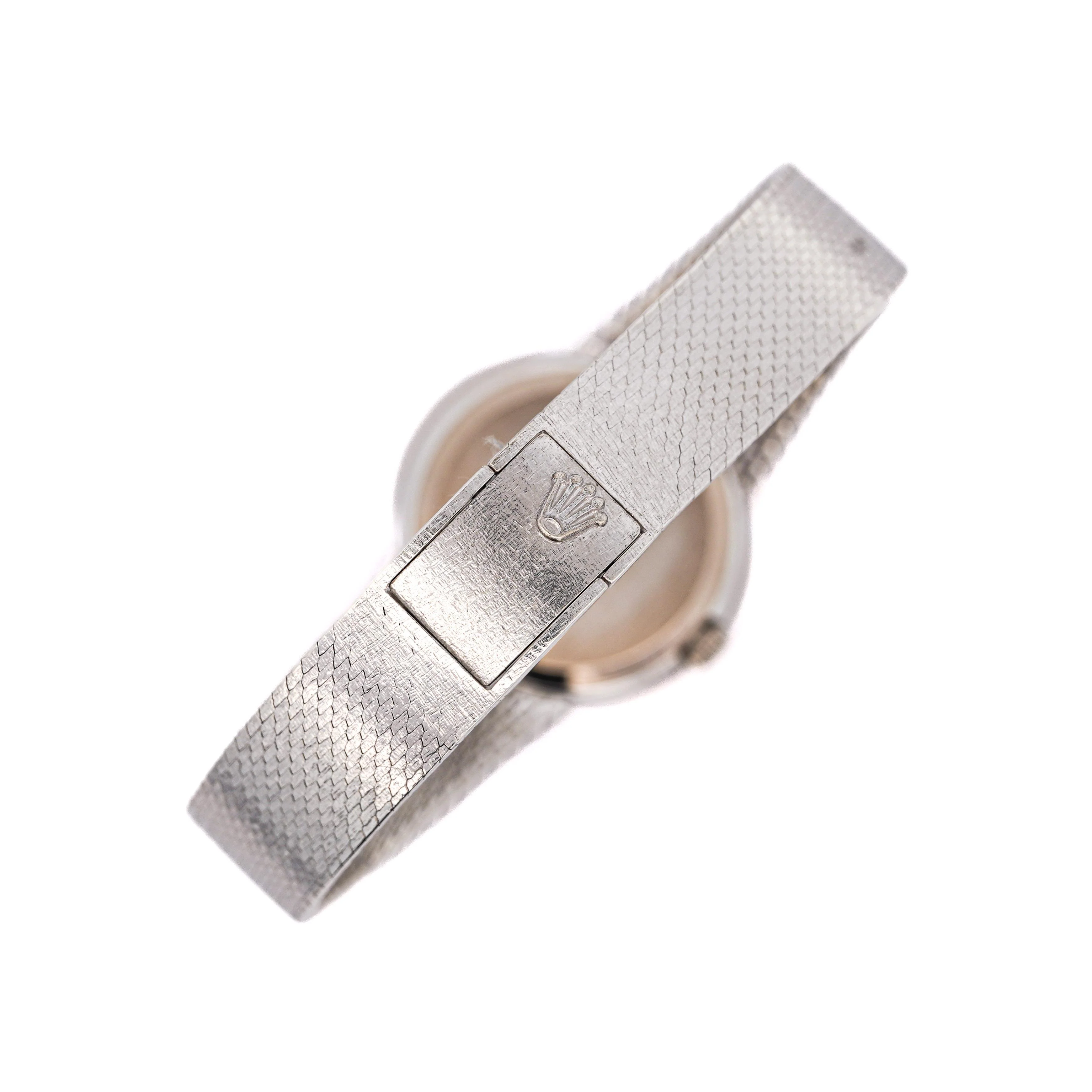 Vintage Rolex Cellini 3809 Manual 18K White Gold & Silver Mesh Watch - Image 2