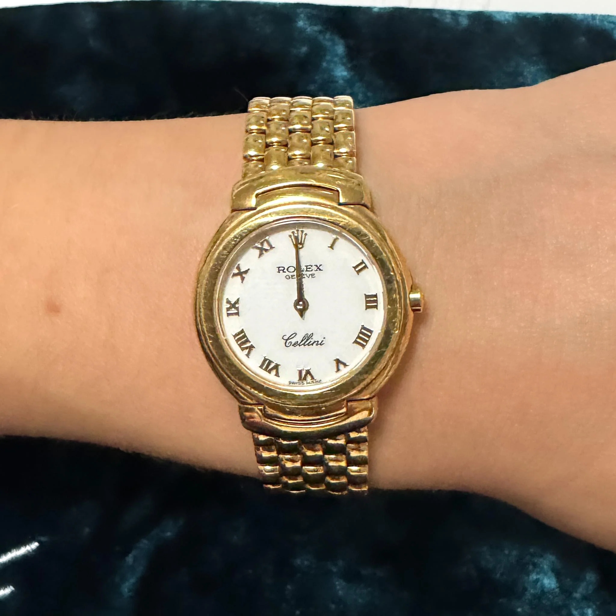 Vintage Rolex Cellini 6621 18K Yellow Gold White Dial Quartz Bracelet Watch - Image 9