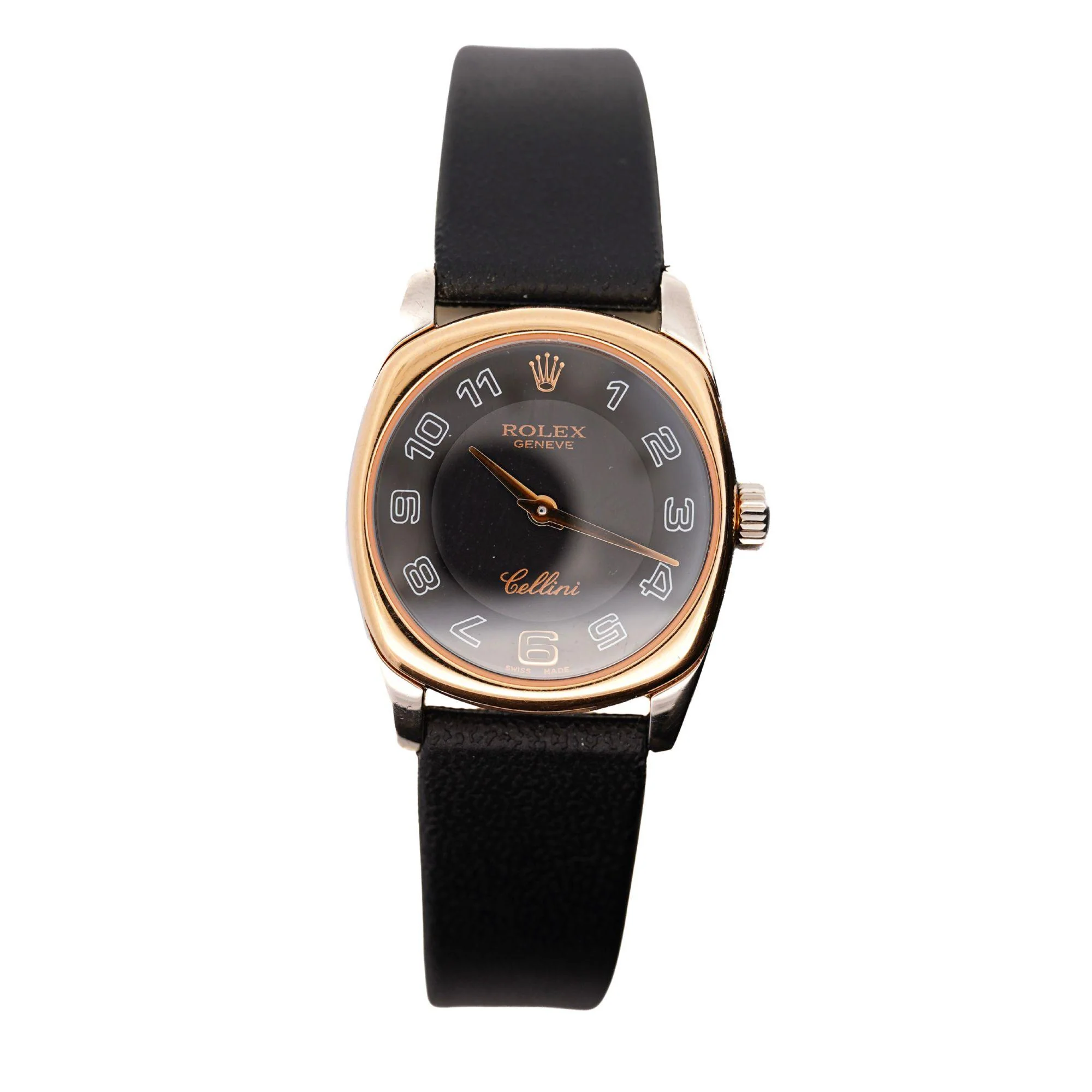 Vintage Rolex Cellini Danaos 18K Rose Gold Black Dial Ladies Quartz Watch - Image 4