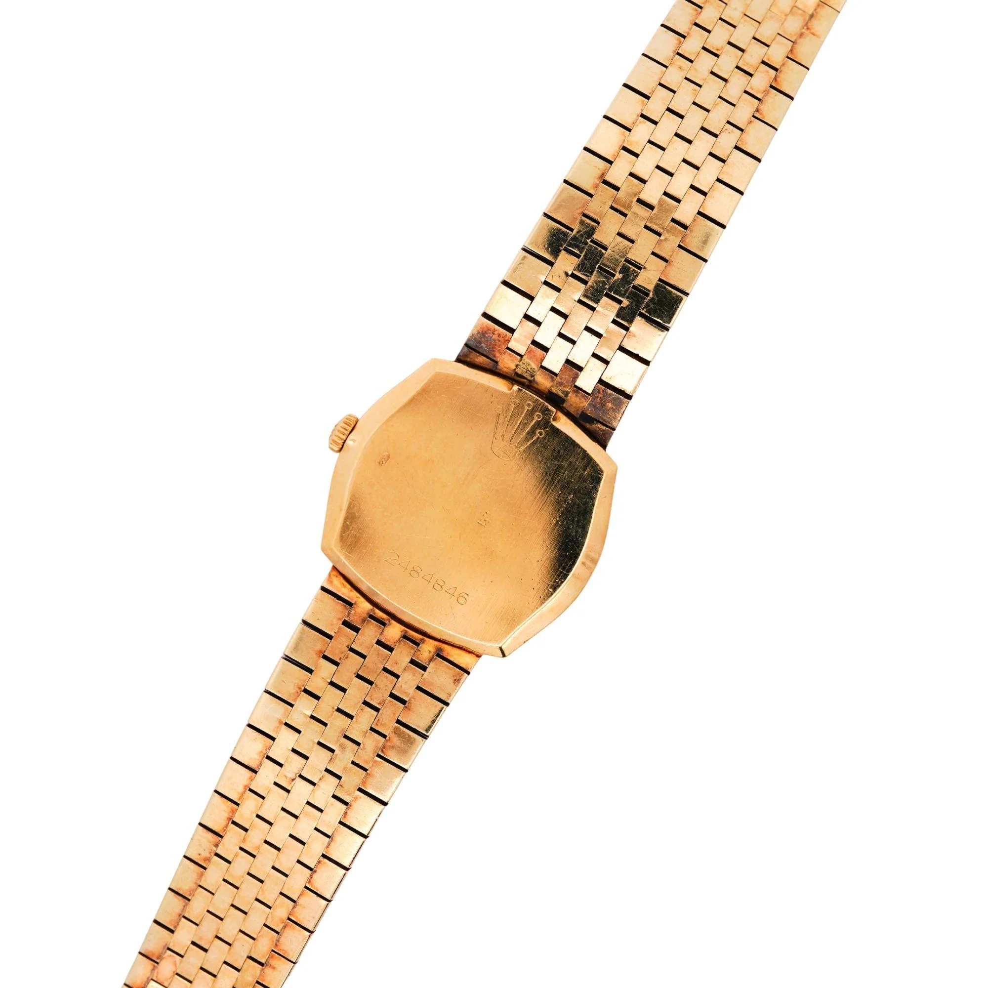 Vintage Rolex Cellini Manual Gold Frosted Integral Bracelet Watch - Image 4