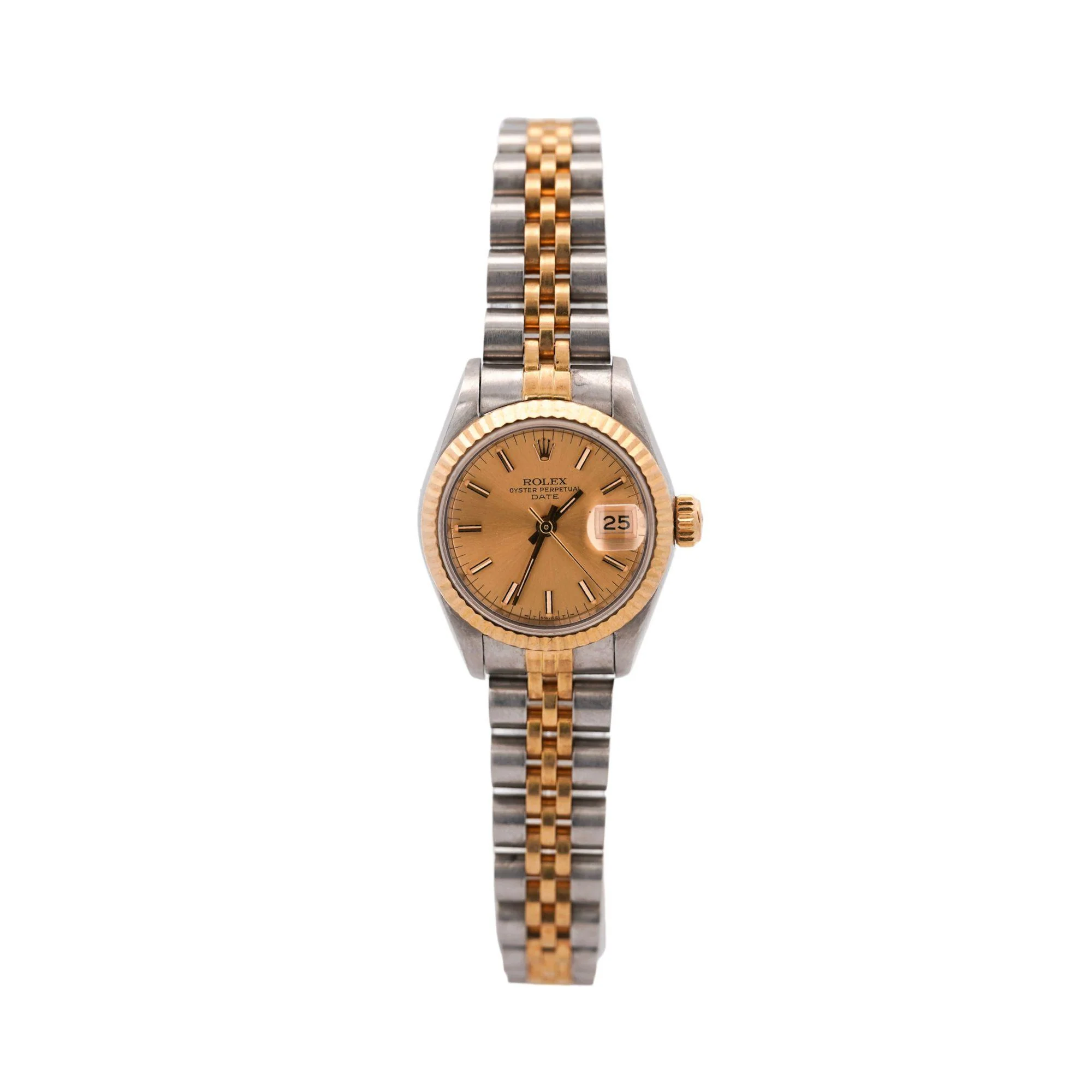 Vintage Rolex Datejust 26mm Two Tone 18K Gold Steel Fluted Bezel Jubilee Watch - Image 6