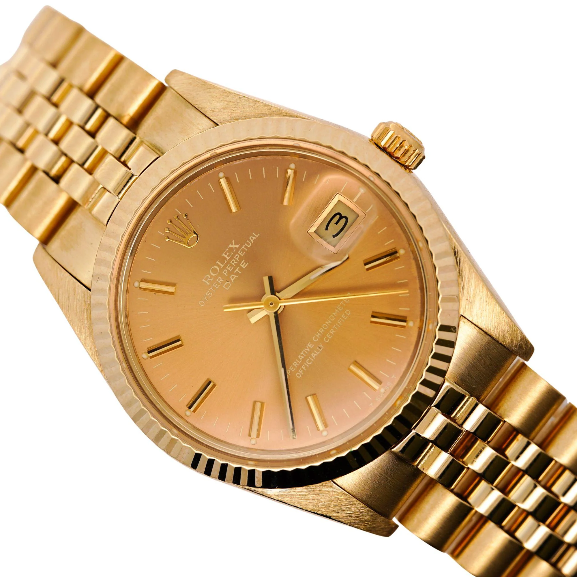 Vintage Rolex OP Date 34mm 14k Gold Champagne Dial Watch - Image 12