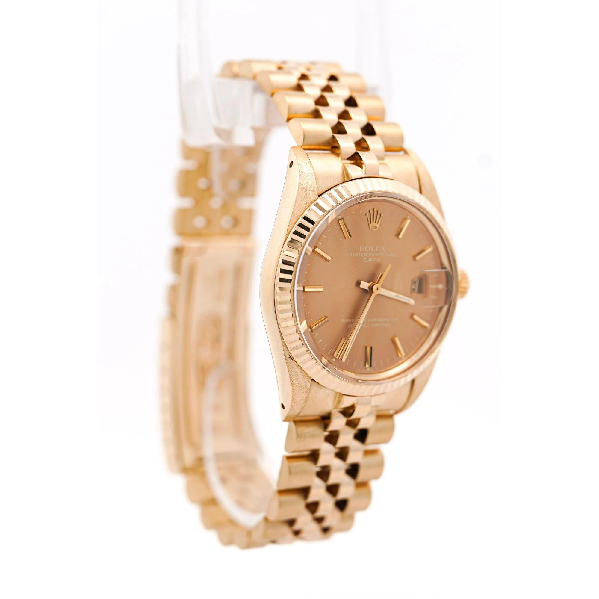 Vintage Rolex OP Date 34mm 14k Gold Champagne Dial Watch - Image 2