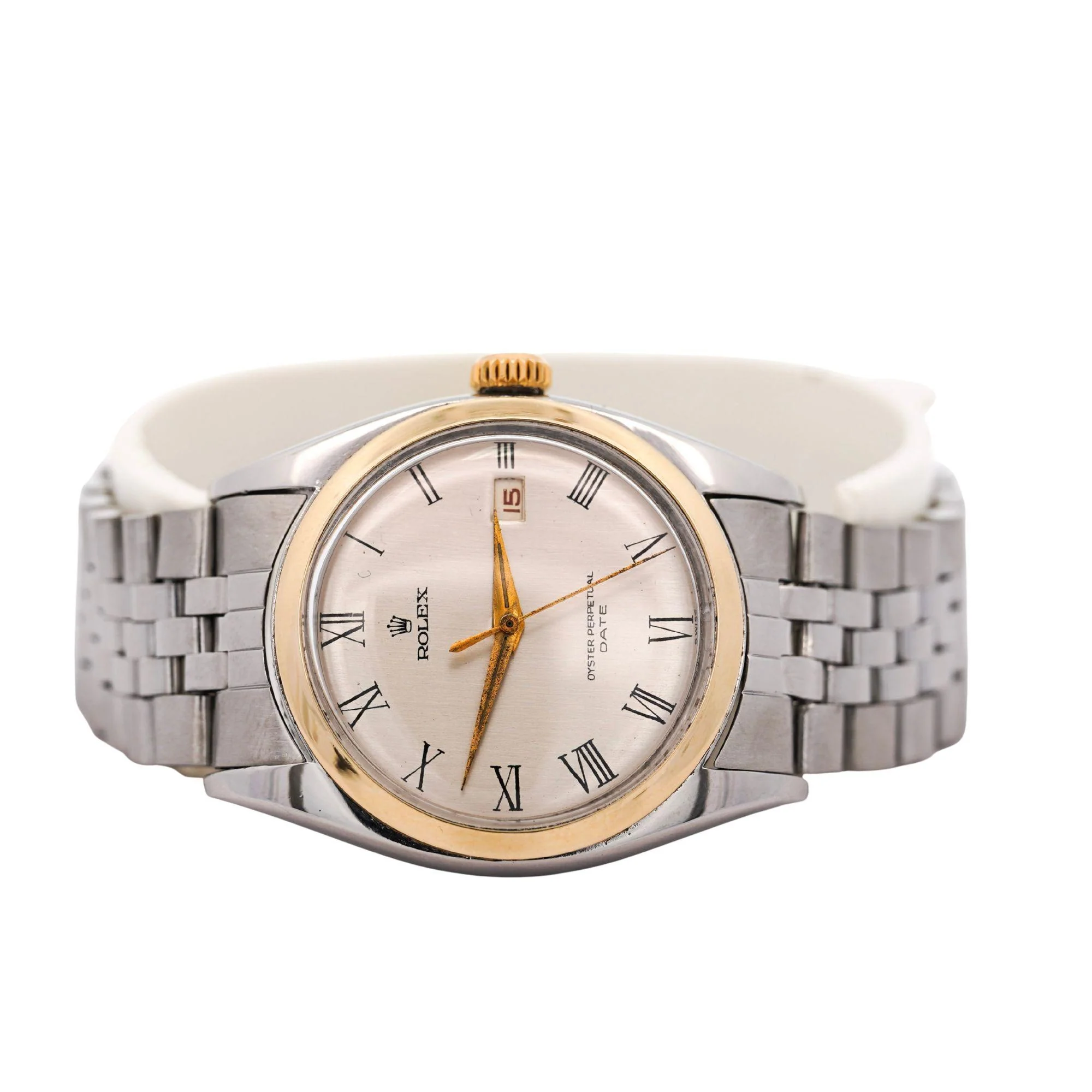 Vintage Rolex Oyster Perpetual Date Two-Tone Steel & Gold Jubilee Bracelet Watch - Image 3