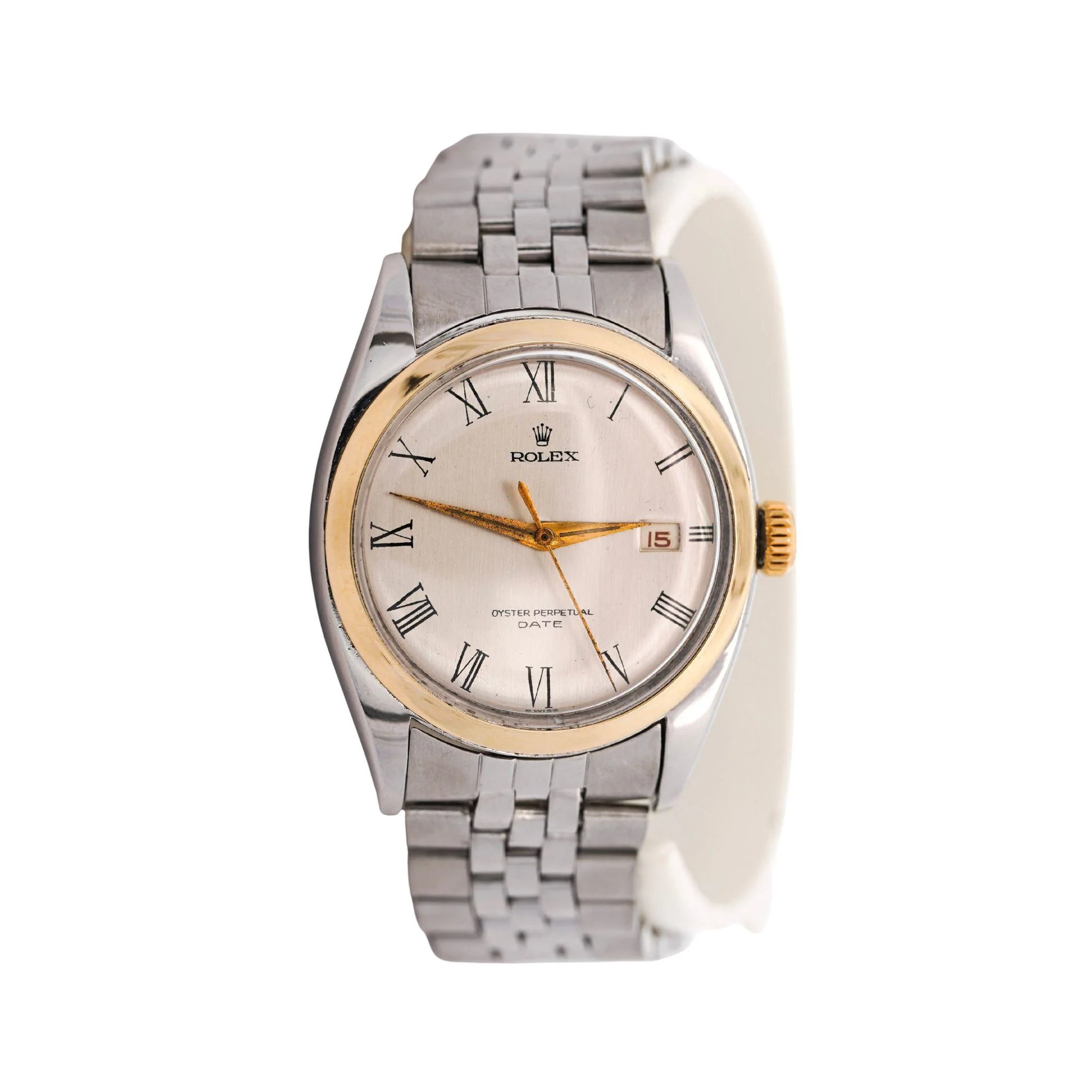 Vintage Rolex Oyster Perpetual Date Two-Tone Steel & Gold Jubilee Bracelet Watch - Image 4