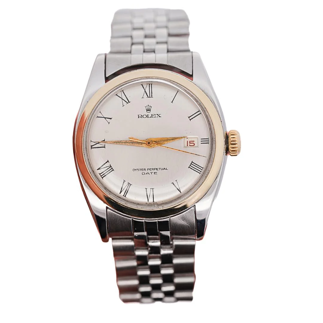 Vintage Rolex Oyster Perpetual Date Two-Tone Steel & Gold Jubilee Bracelet Watch - Image 8