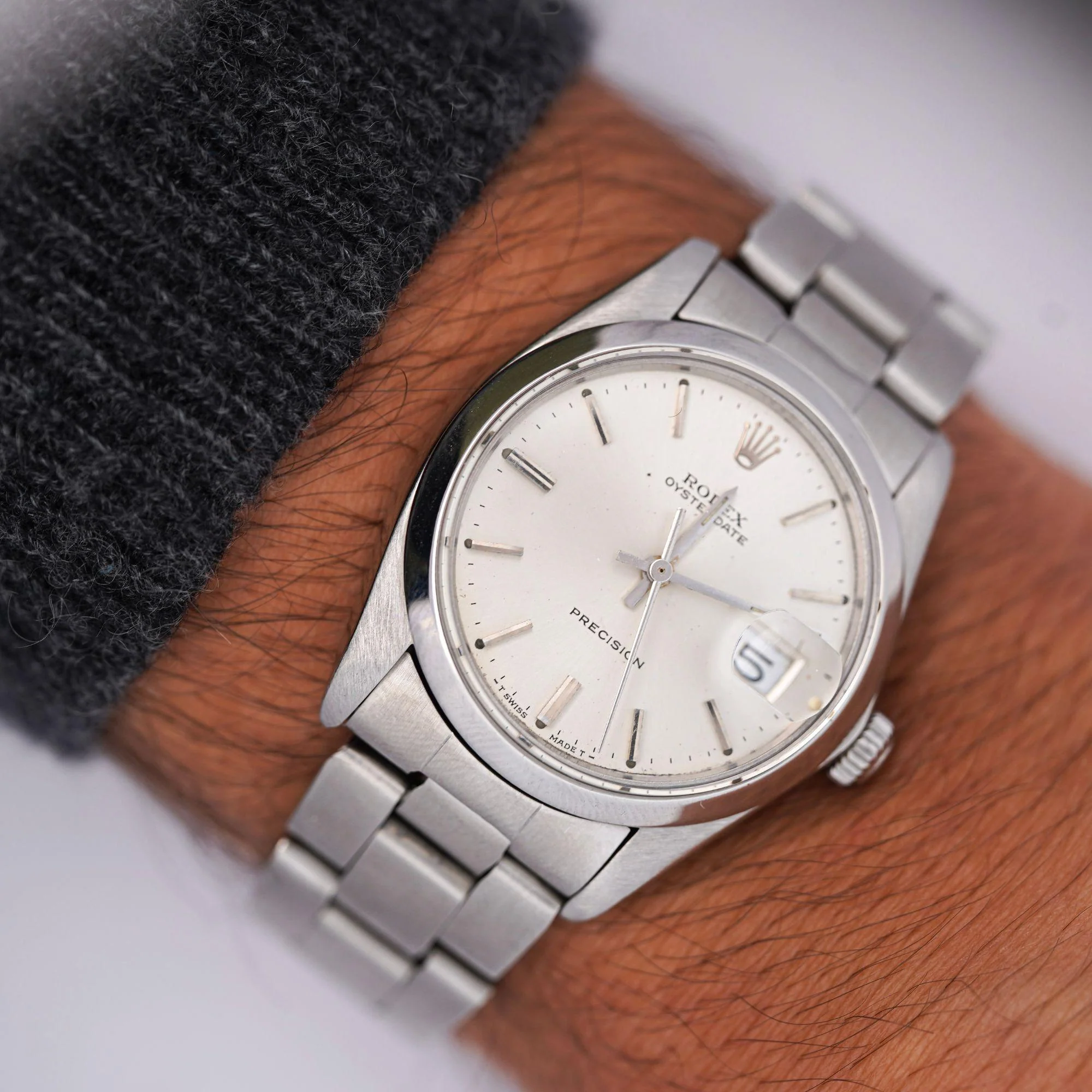 Vintage Rolex Oysterdate Precision 34mm Manual Wind Steel Oyster Bracelet Watch - Image 3