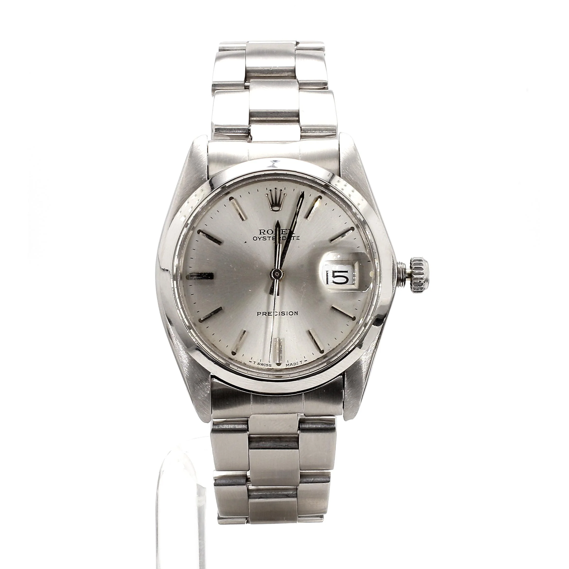 Vintage Rolex Oysterdate Precision 34mm Manual Wind Steel Oyster Bracelet Watch - Image 6