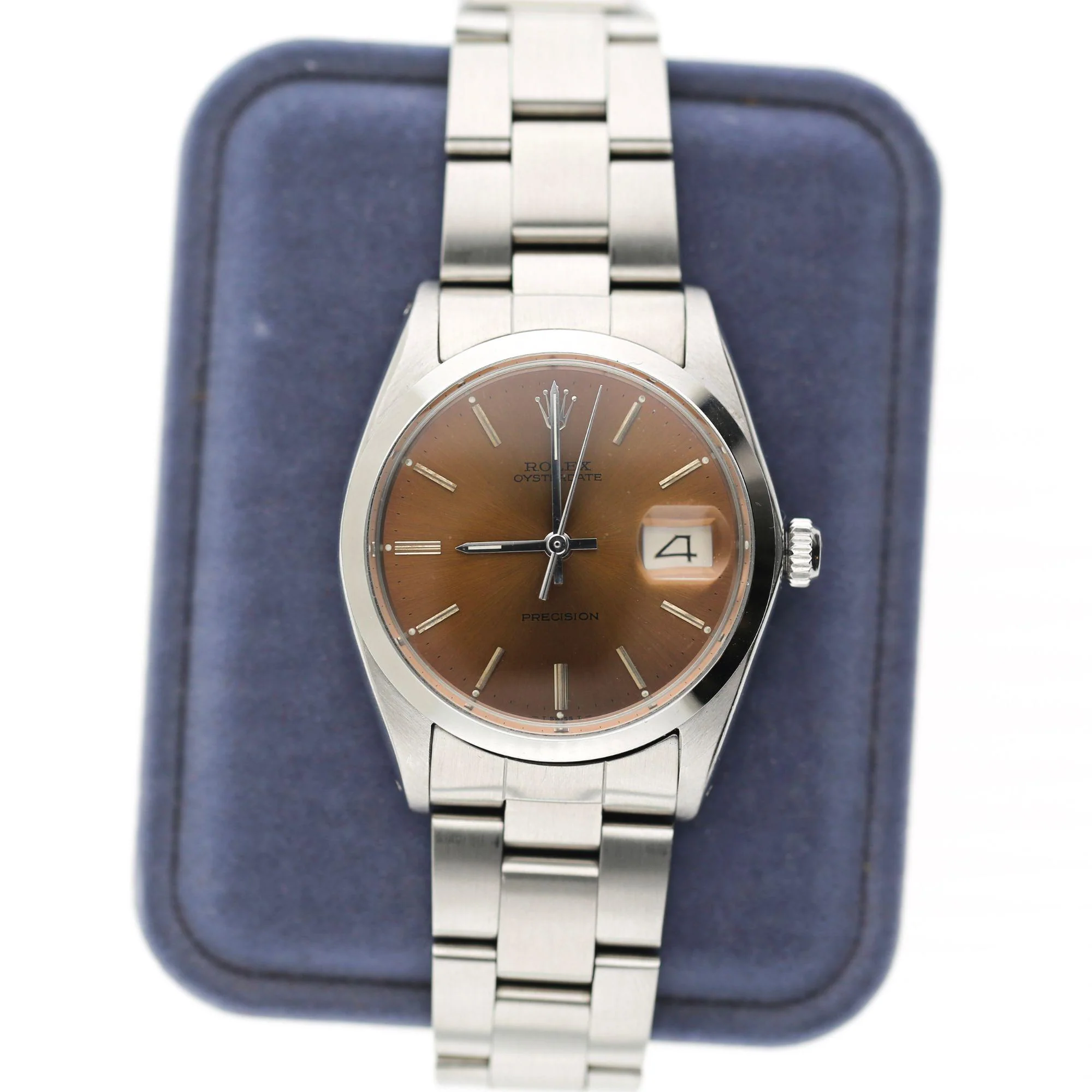 Vintage Rolex Oysterdate Precision 6694 Champagne Brown Dial 34mm Watch - Image 10