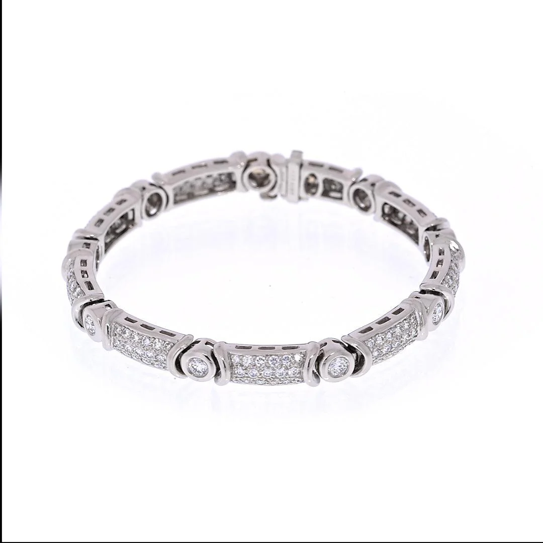 Vintage Suna Signed 7 carat Natural Diamond and Platinum Bracelet, 7 inches, 6mm - Image 3