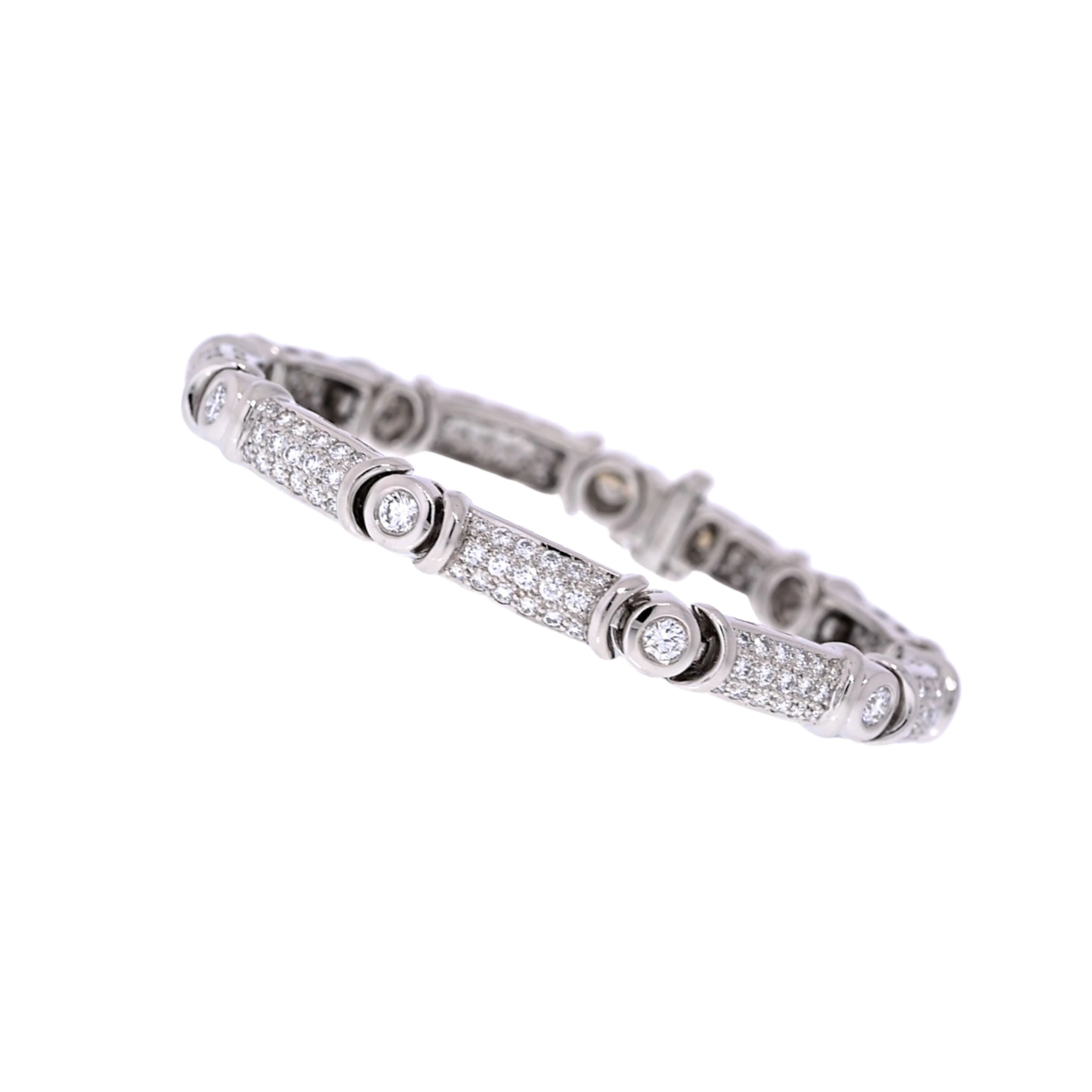 Vintage Suna Signed 7 carat Natural Diamond and Platinum Bracelet, 7 inches, 6mm - Image 4
