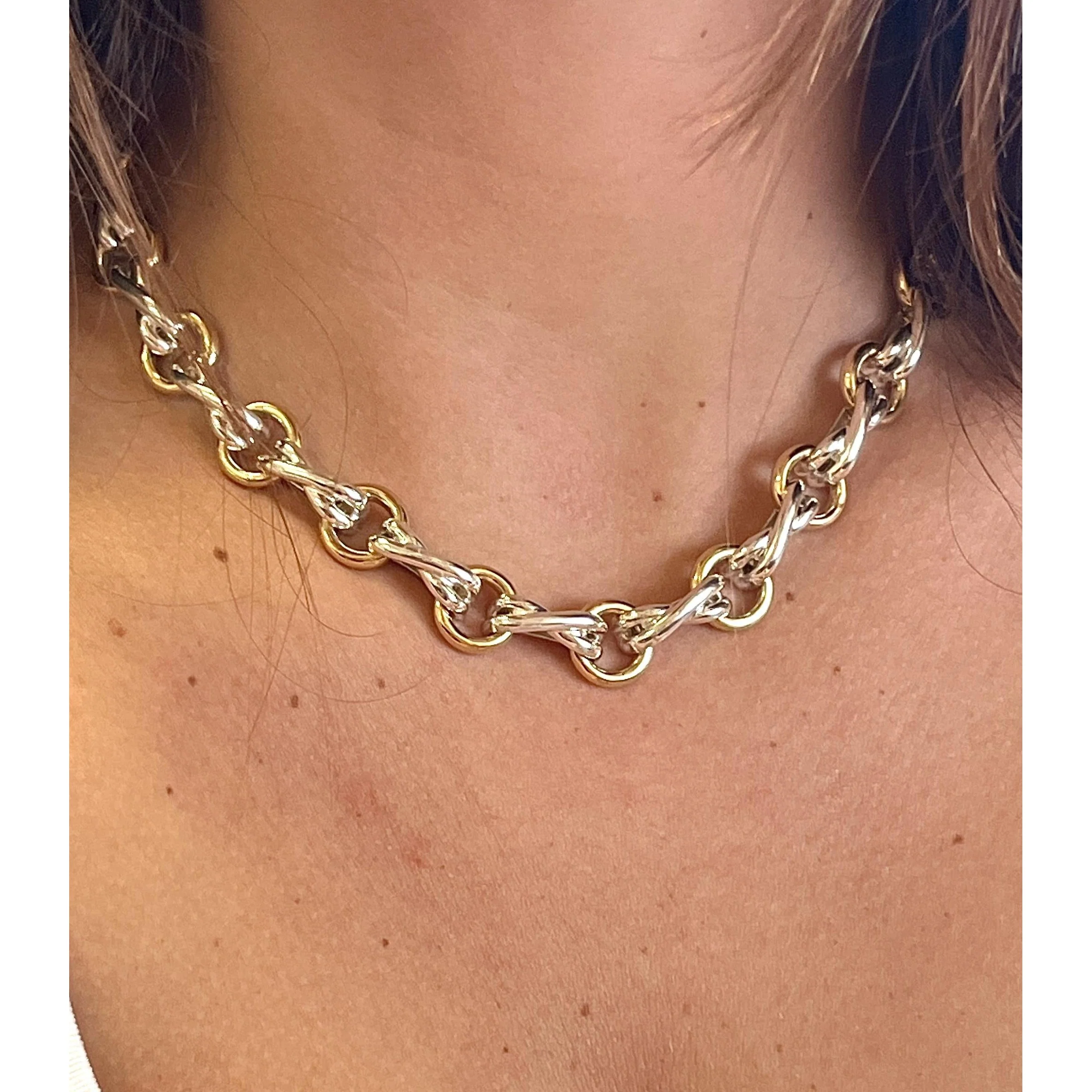 Vintage Tiffany & Co and Paloma Picasso Dog Bone 18K Gold and Silver Link Chain - Image 3