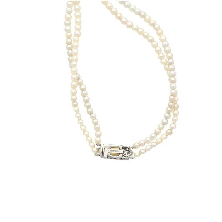 Vintage Tiffany & Co. Signed GIA Certified Natural Saltwater Pearl Two Strand Necklace - Image 3