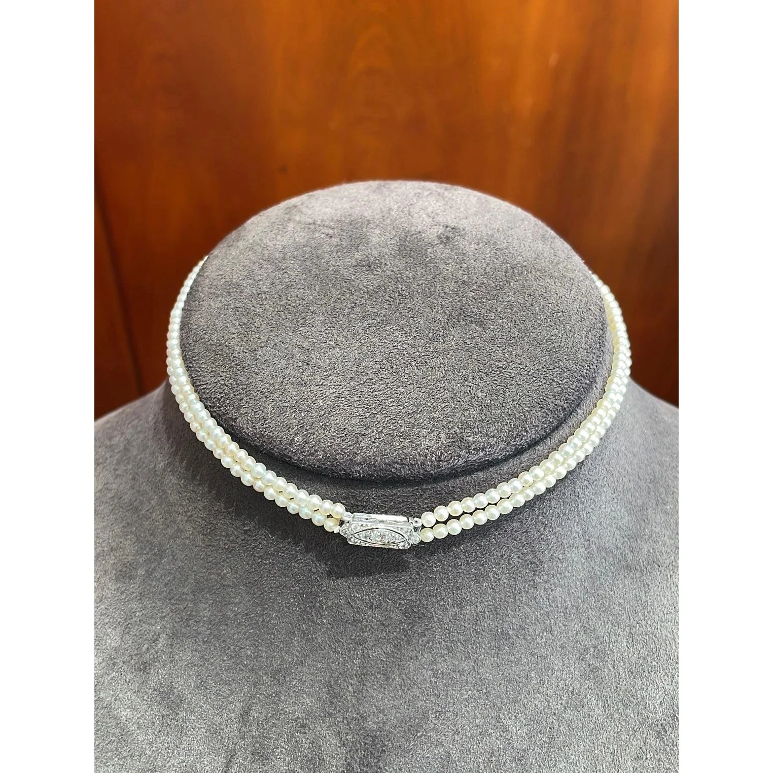 Vintage Tiffany & Co. Signed GIA Certified Natural Saltwater Pearl Two Strand Necklace - Image 7