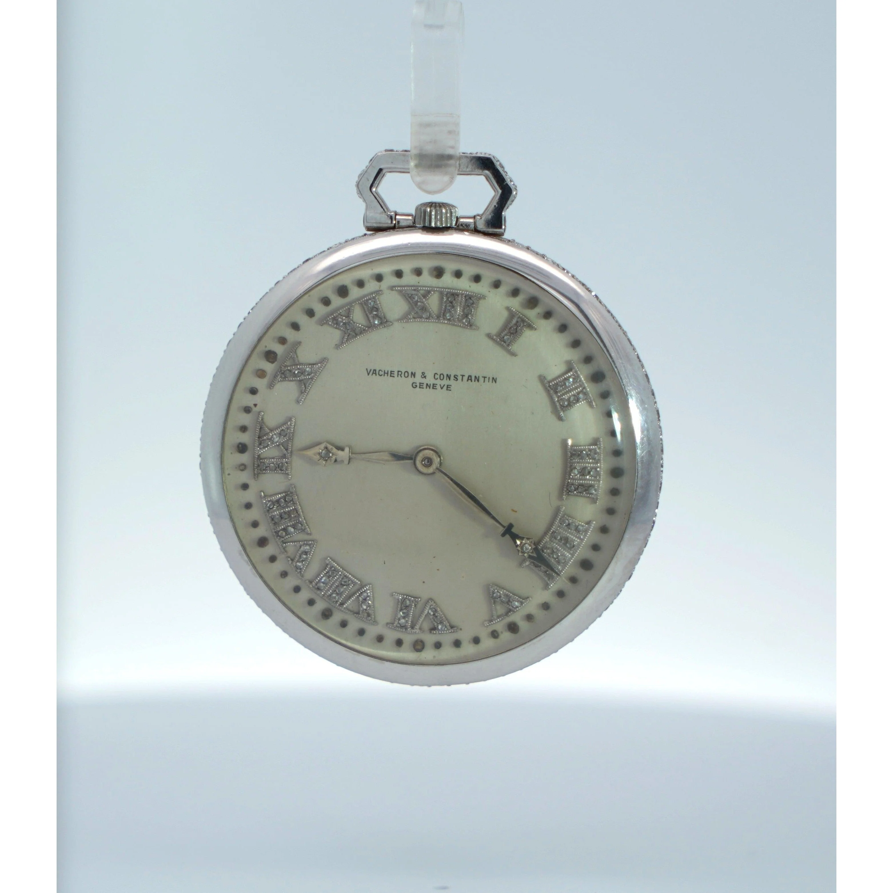 Vintage Vacheron Constantin Geneve Platinum Pocket Watch With Diamonds - Image 3