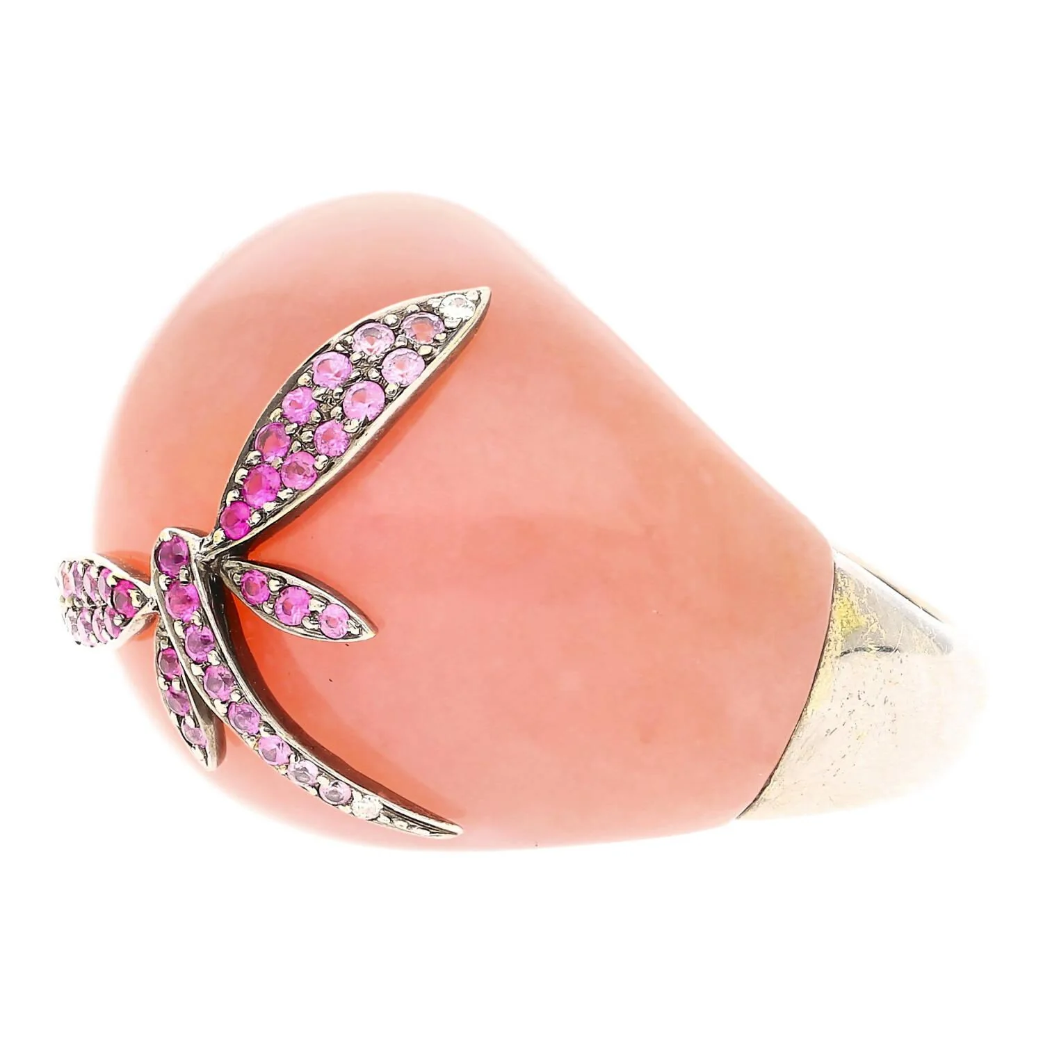 Wendy Yue Opal & Sapphire Dragonfly 18K White Gold Dome Ring - Image 3