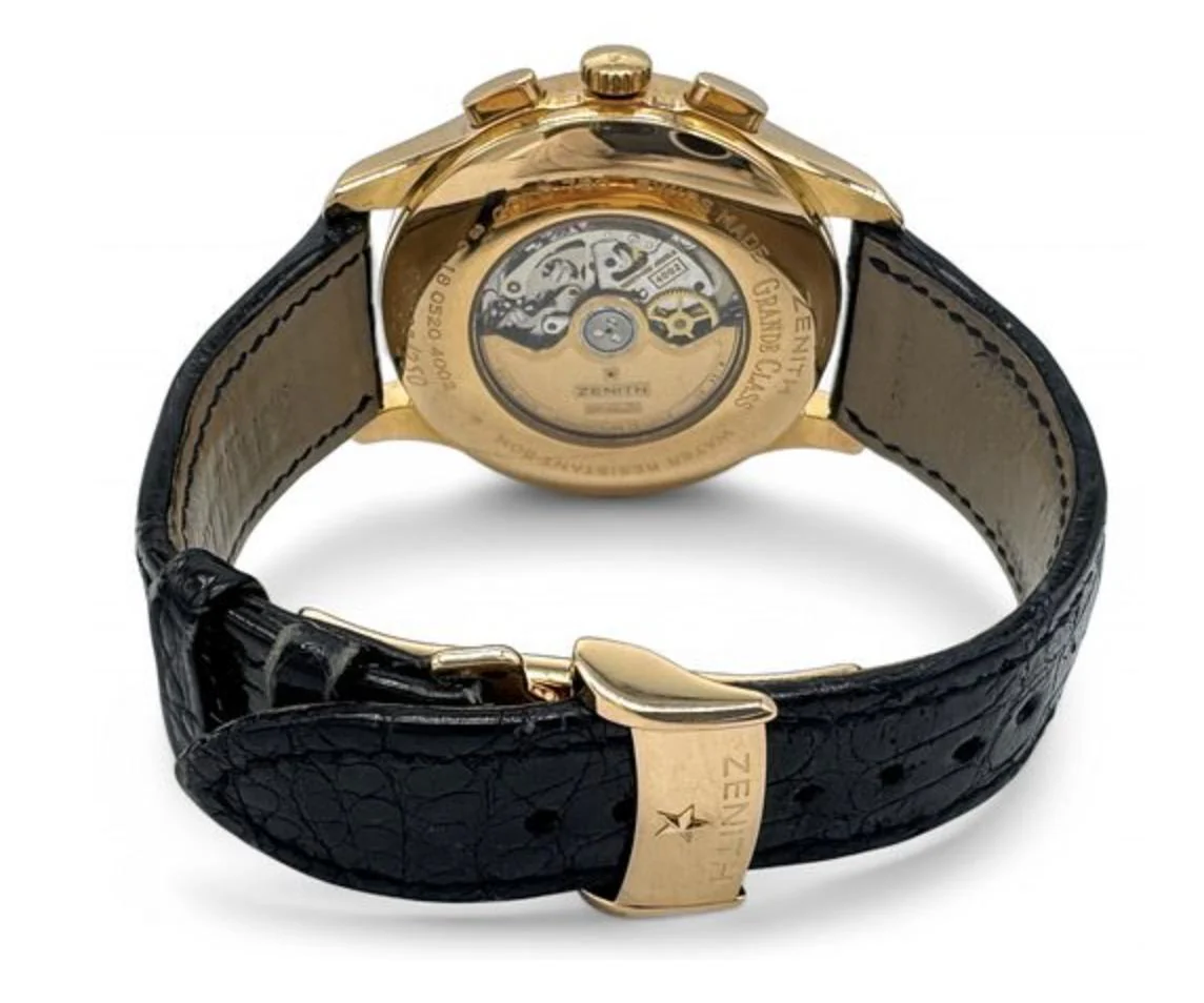 Zenith El Primero Grande Class Chronograph Automatic 18K Rose Gold Black Watch - Image 11