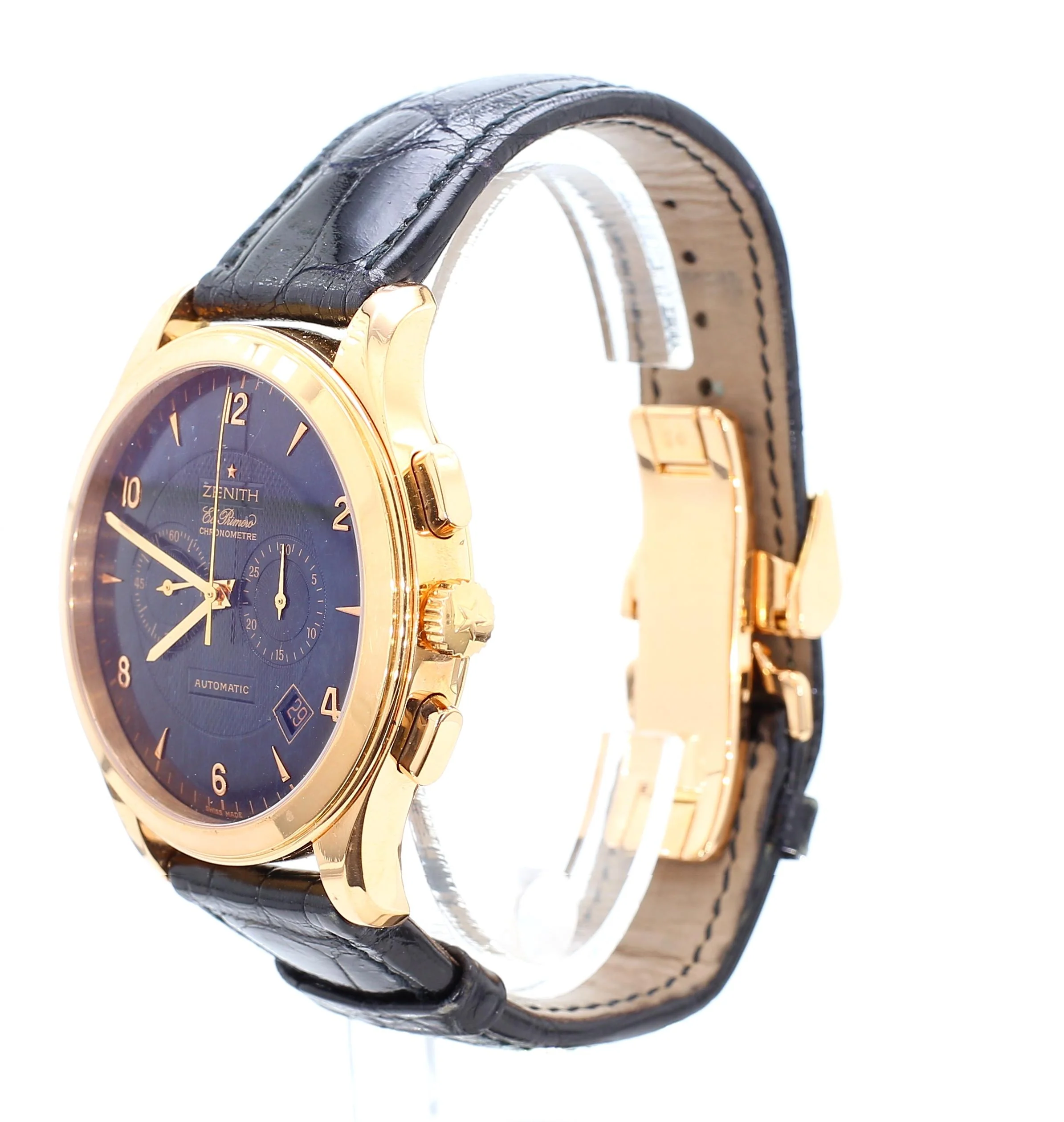 Zenith El Primero Grande Class Chronograph Automatic 18K Rose Gold Black Watch - Image 2